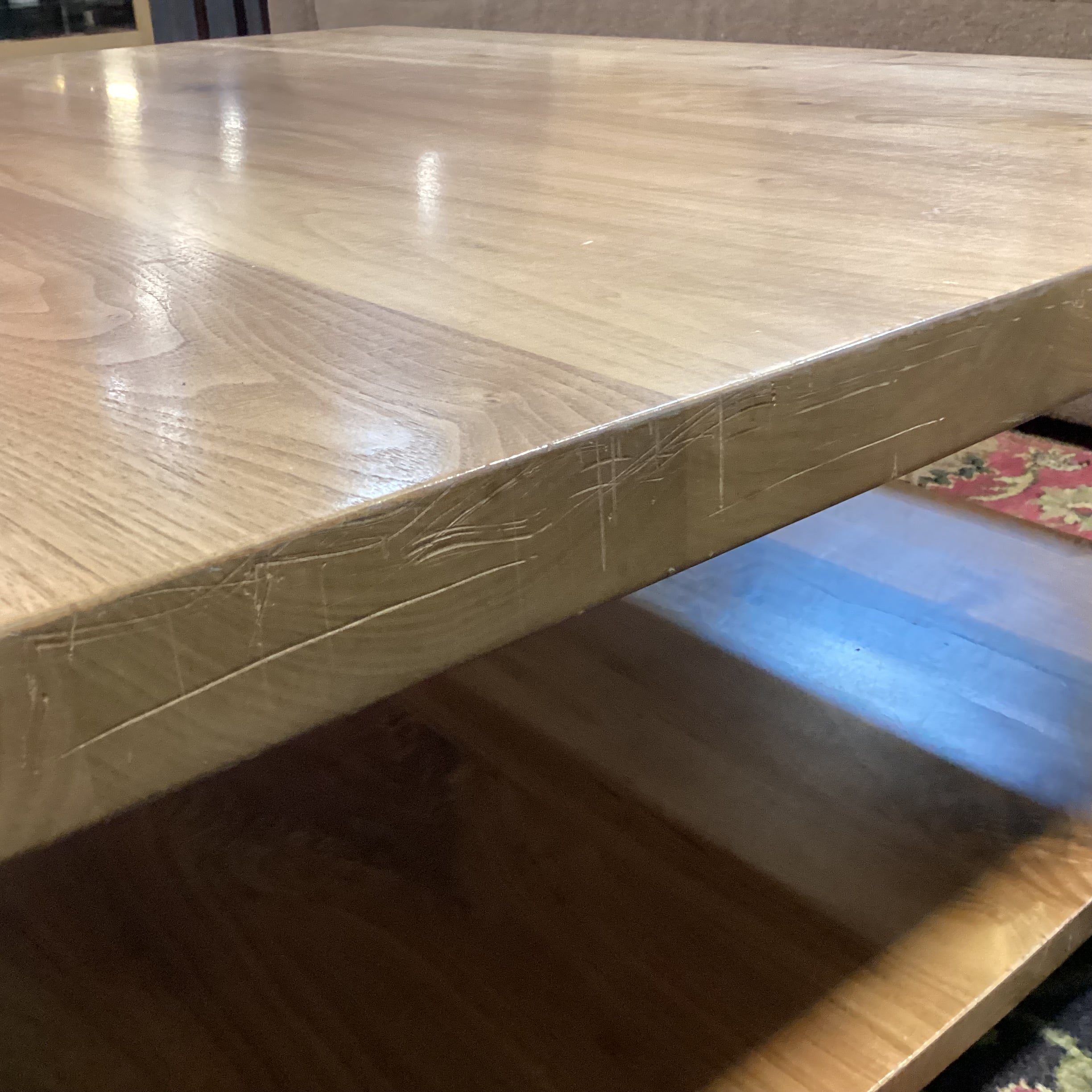 Solid Walnut with Bottom Shelf Coffee Table 42"x 42"x 16"