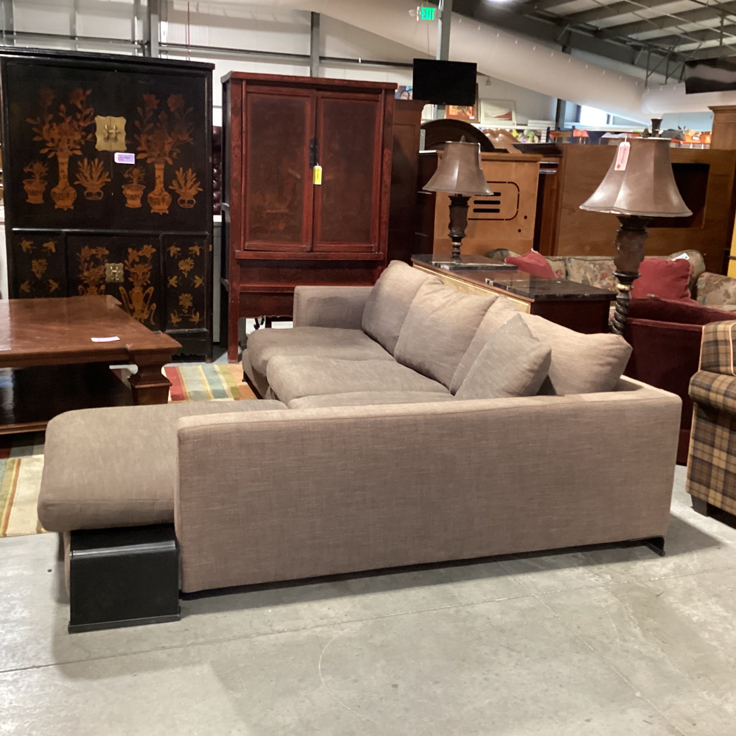Camerich Brown Linen Down Mix Modern 2 Piece Sectional 113"x 89"x 44"x 25"