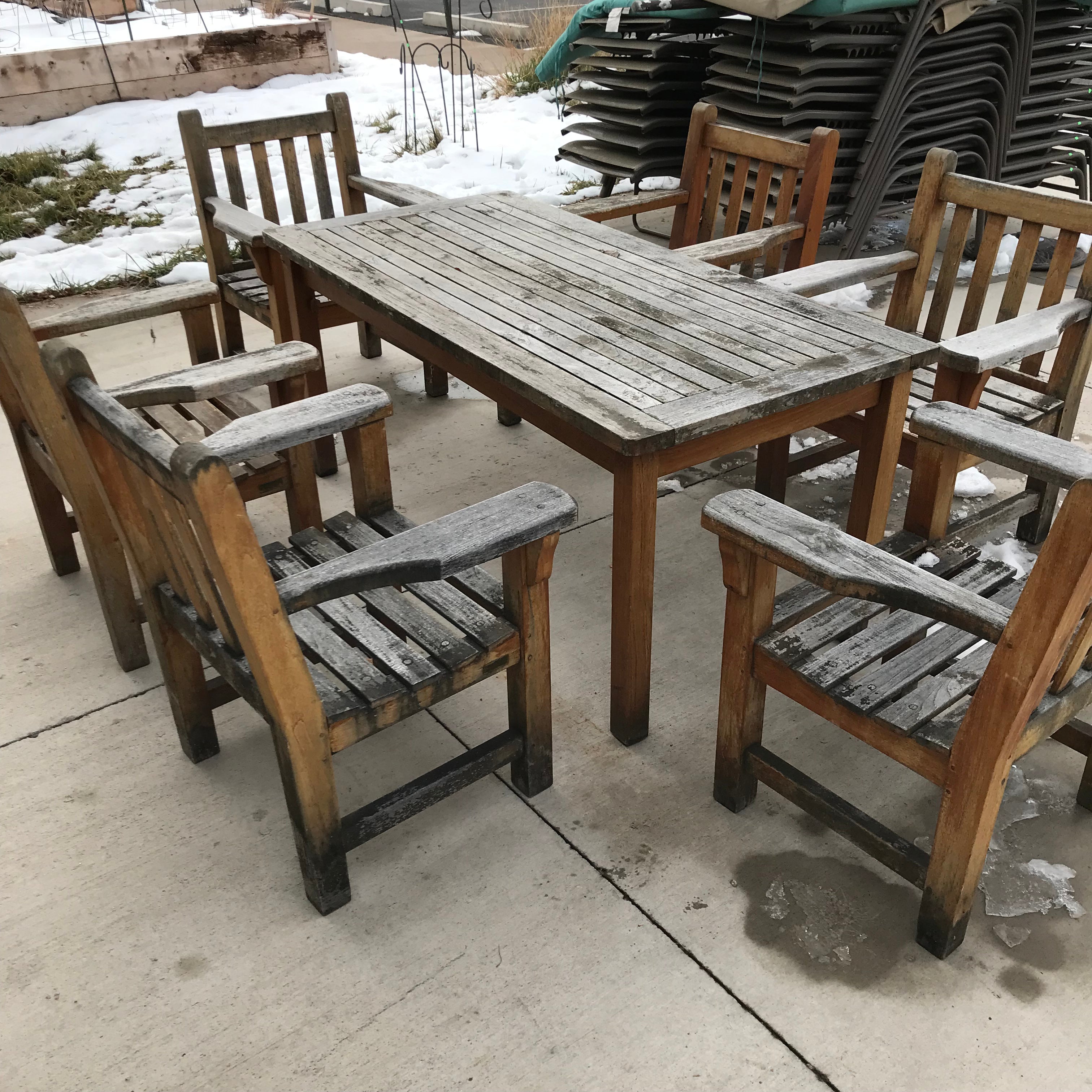 65"x 31"x 28" Barlow&Tyree Teak Patio Table Set W/ 6 Chairs