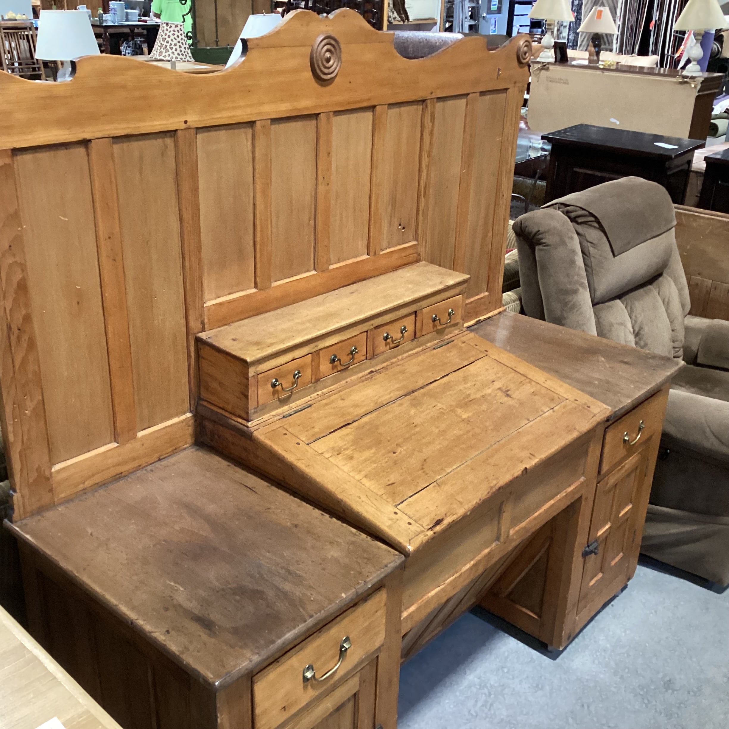 Antique Wood 6 Drawer 3 Door Kitchen Hutch Sideboard 67"x 25"x 67"