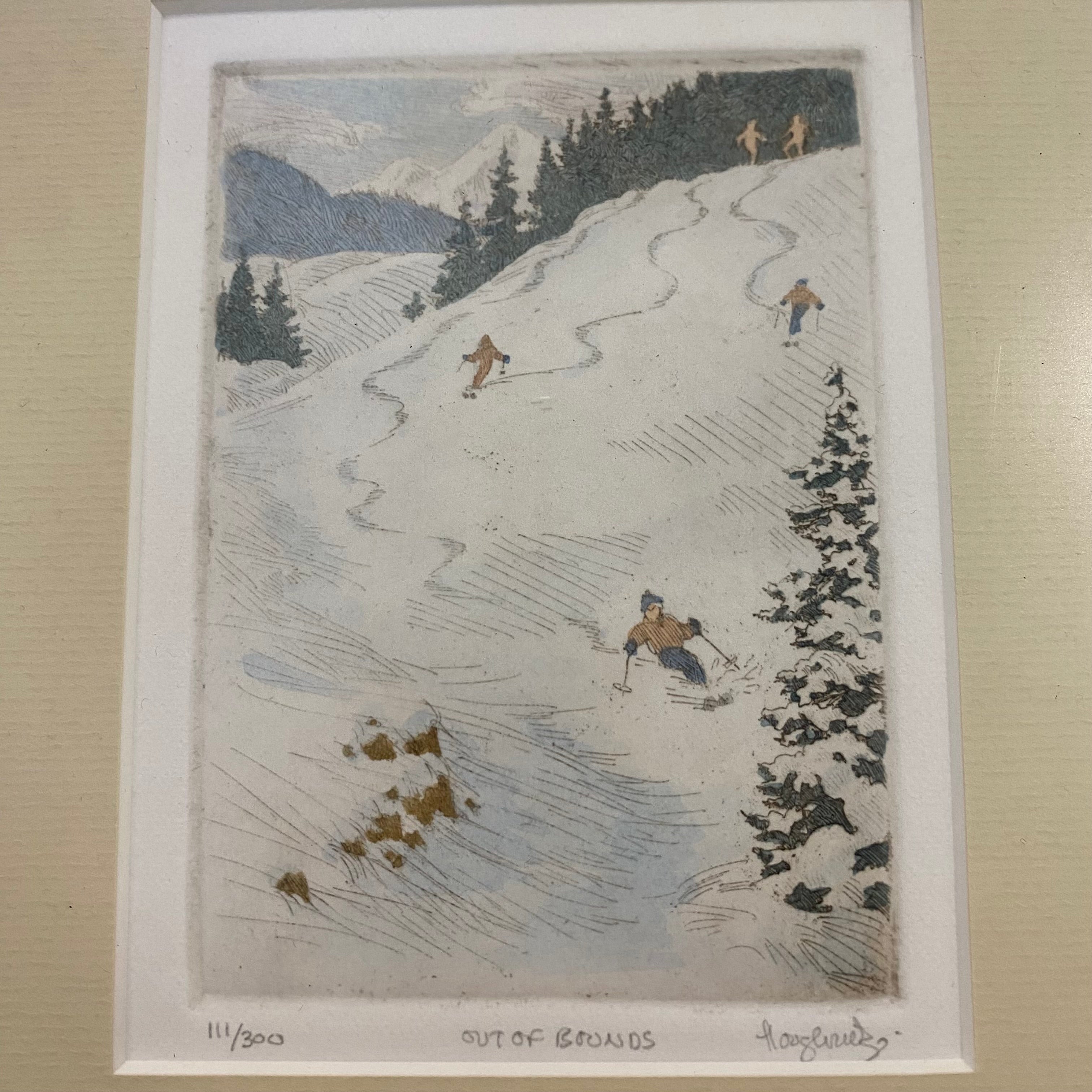 Signed Leon Loughridge "Out of Bounds" 1981 Limited Edition Etching 10"x 12"