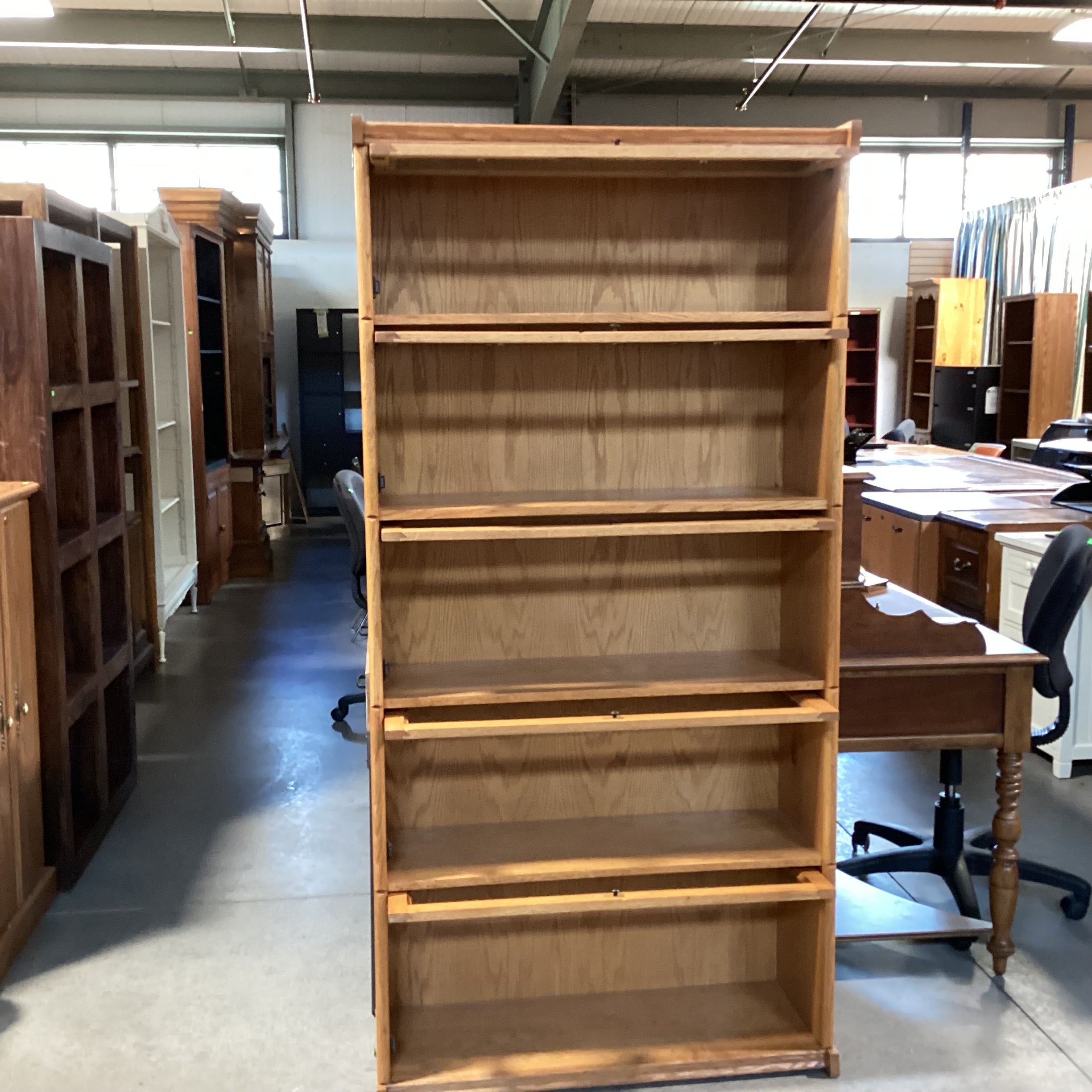 Light Oak & Glass Doors Barrister Bookcase 36"x 13"x 73"