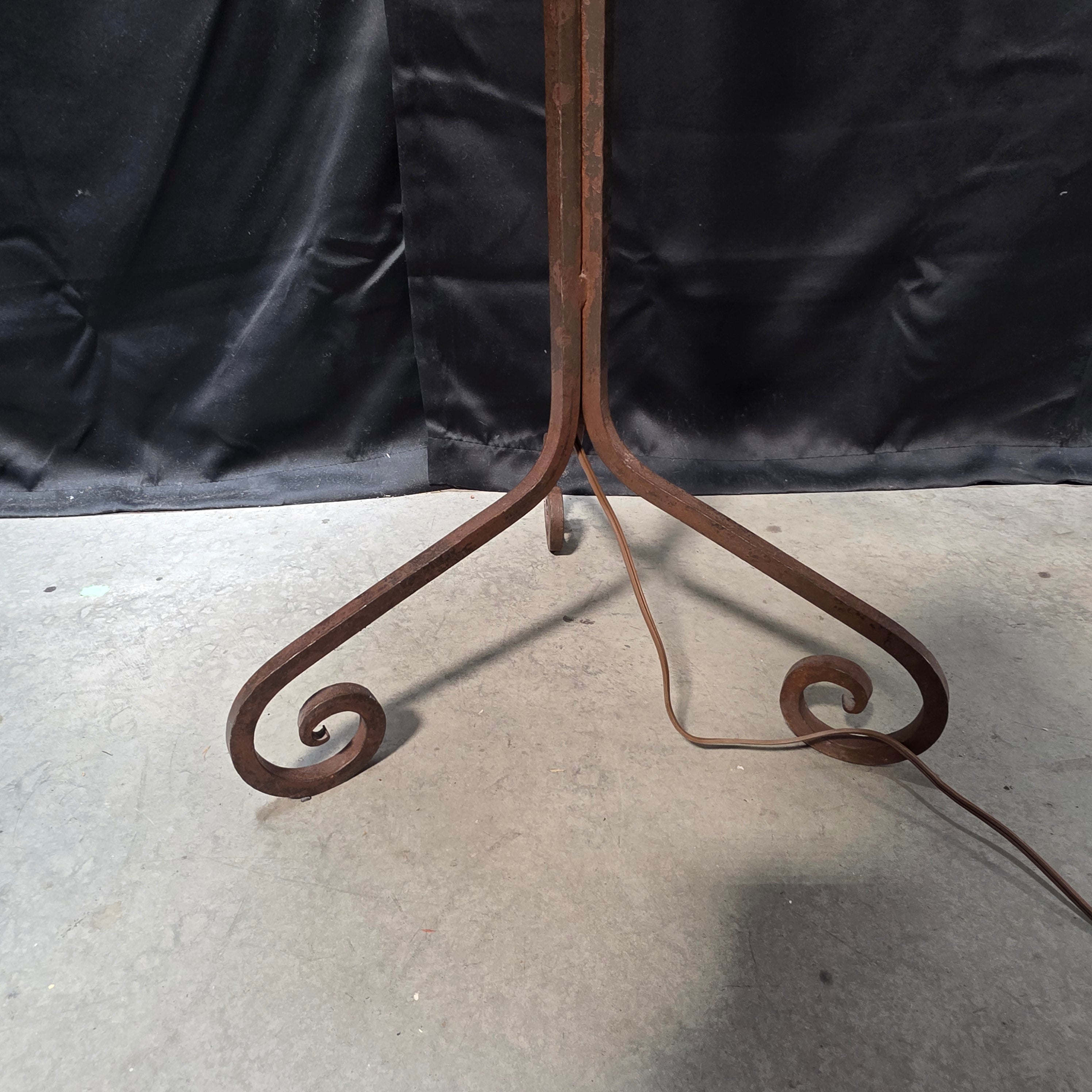 Vintage Ranch Style Wrough Iron Floor Lamp 22"D x 63"