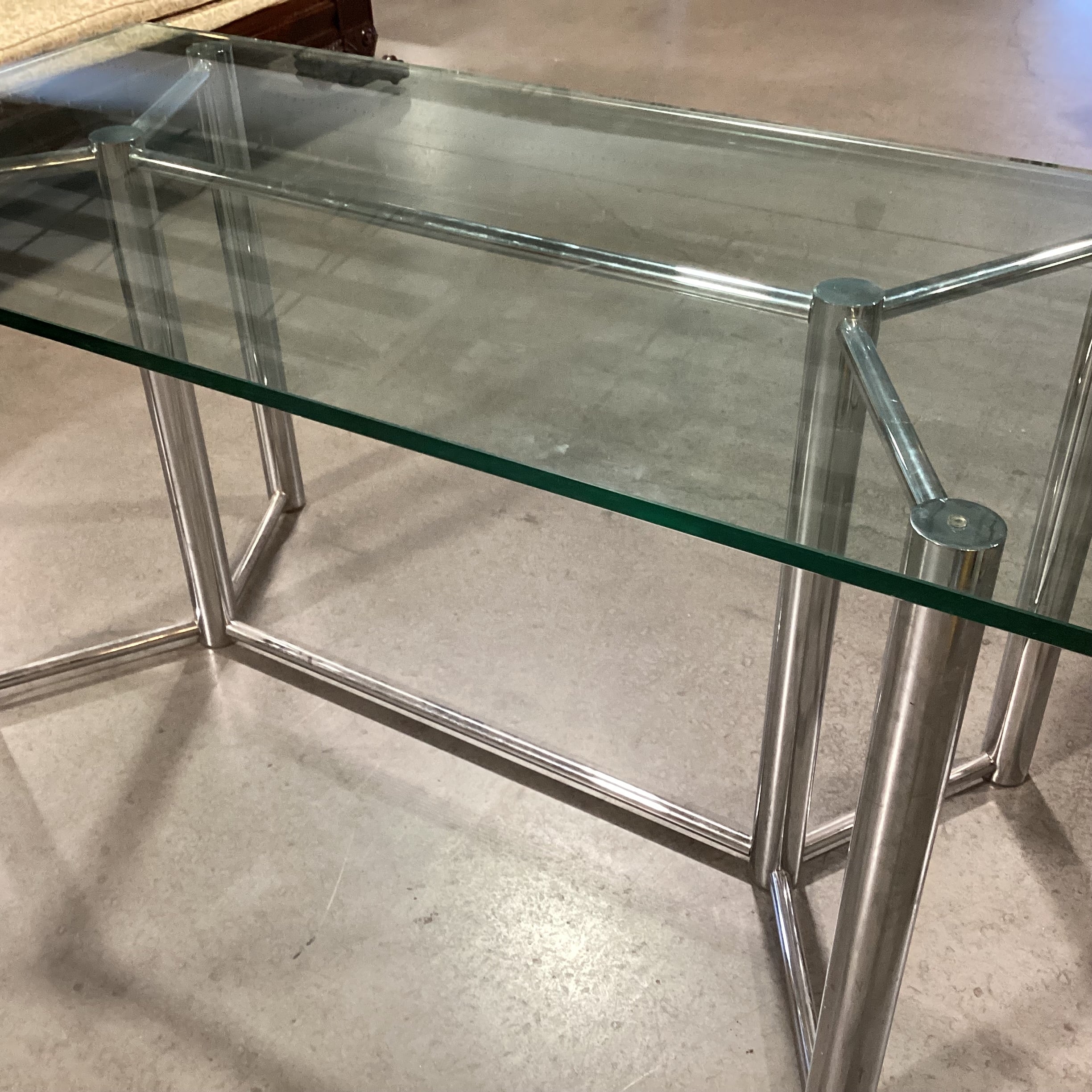 Tubular Chrome & Glass Dining Table 60"x 30"x 29"