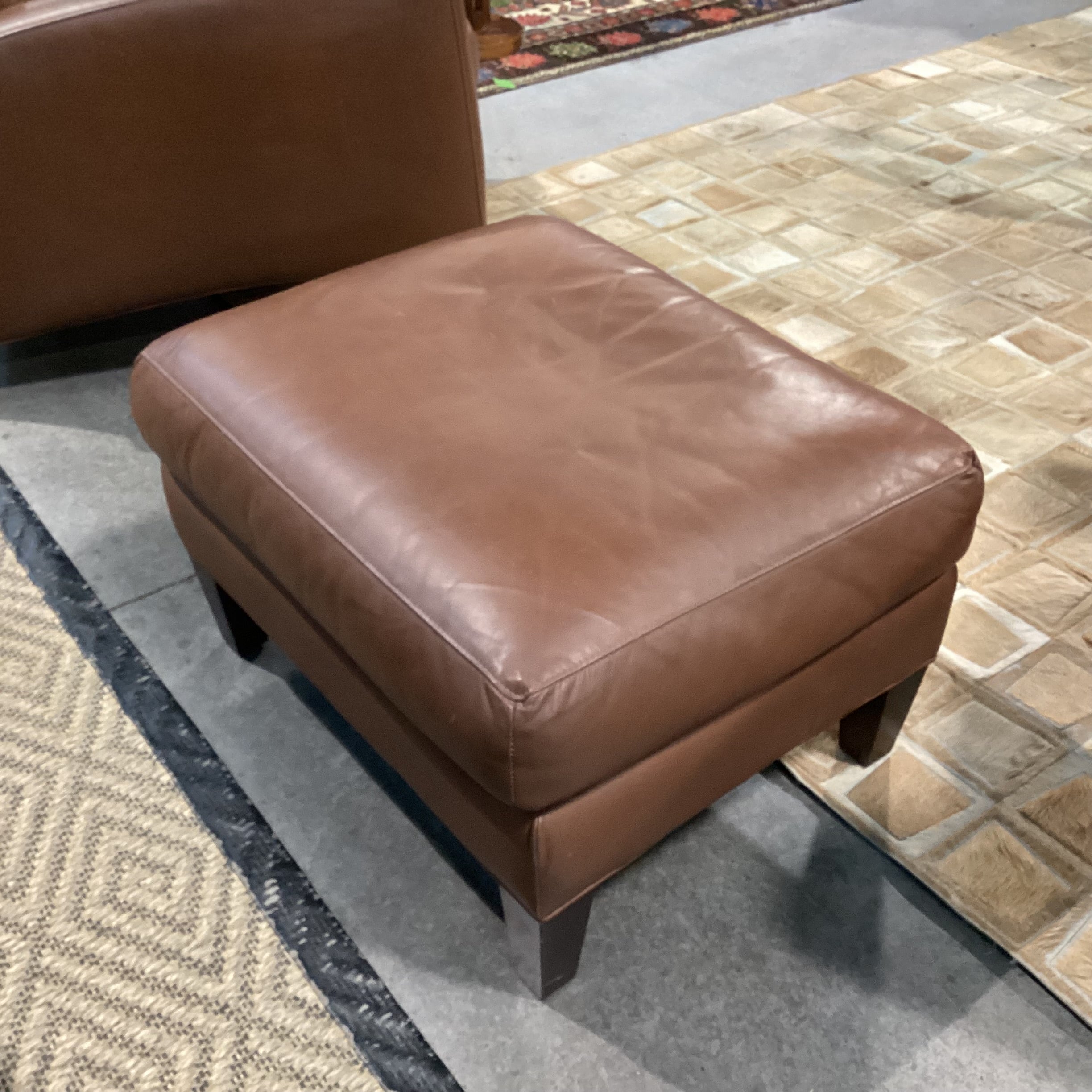 Room & Board Brown Leather Ottoman 28"x 22"x 17"