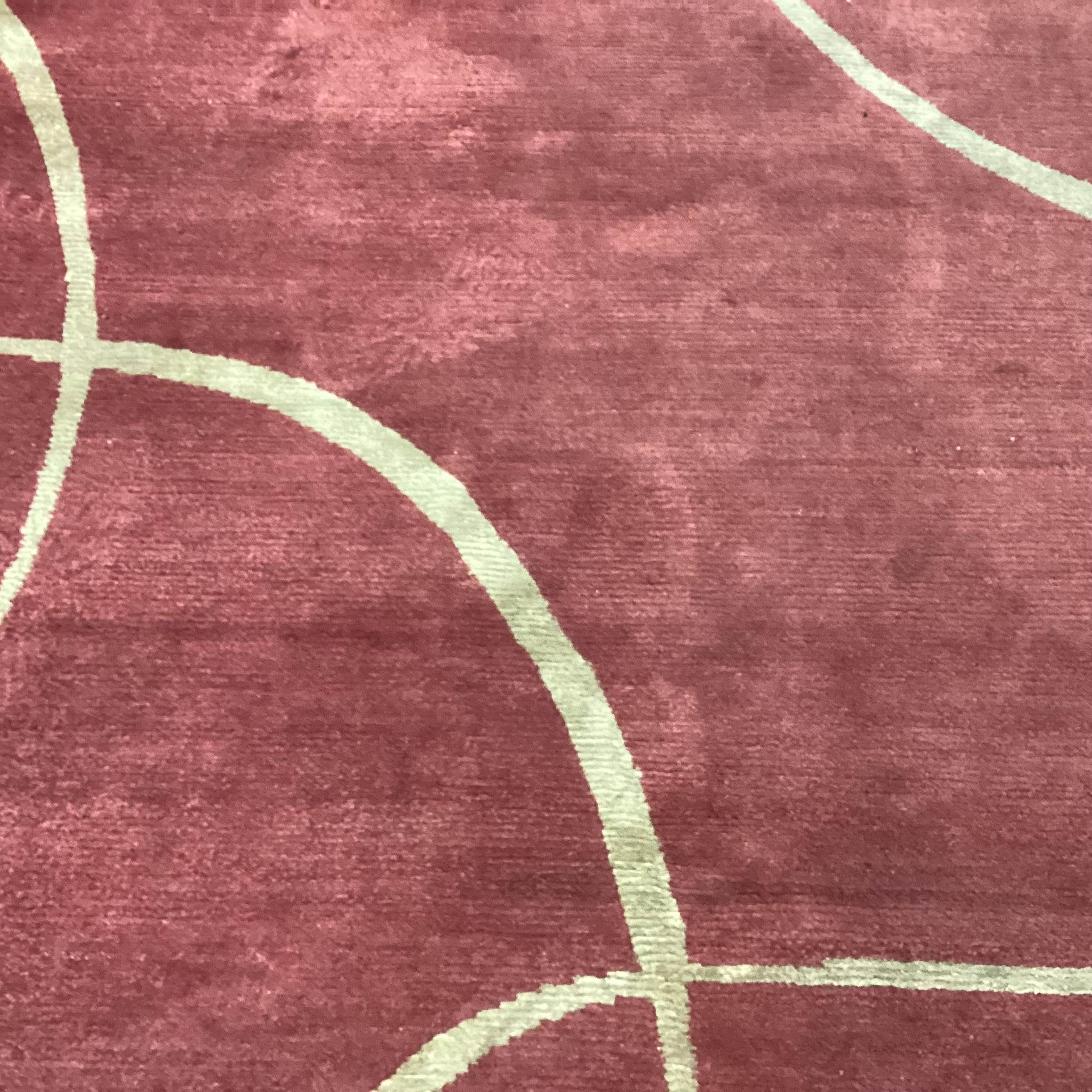 Rust Red & Gold Ribbon Hand Knotted Hand Spun Wool Custom Made in Nepal Rug 16'x 19'5"