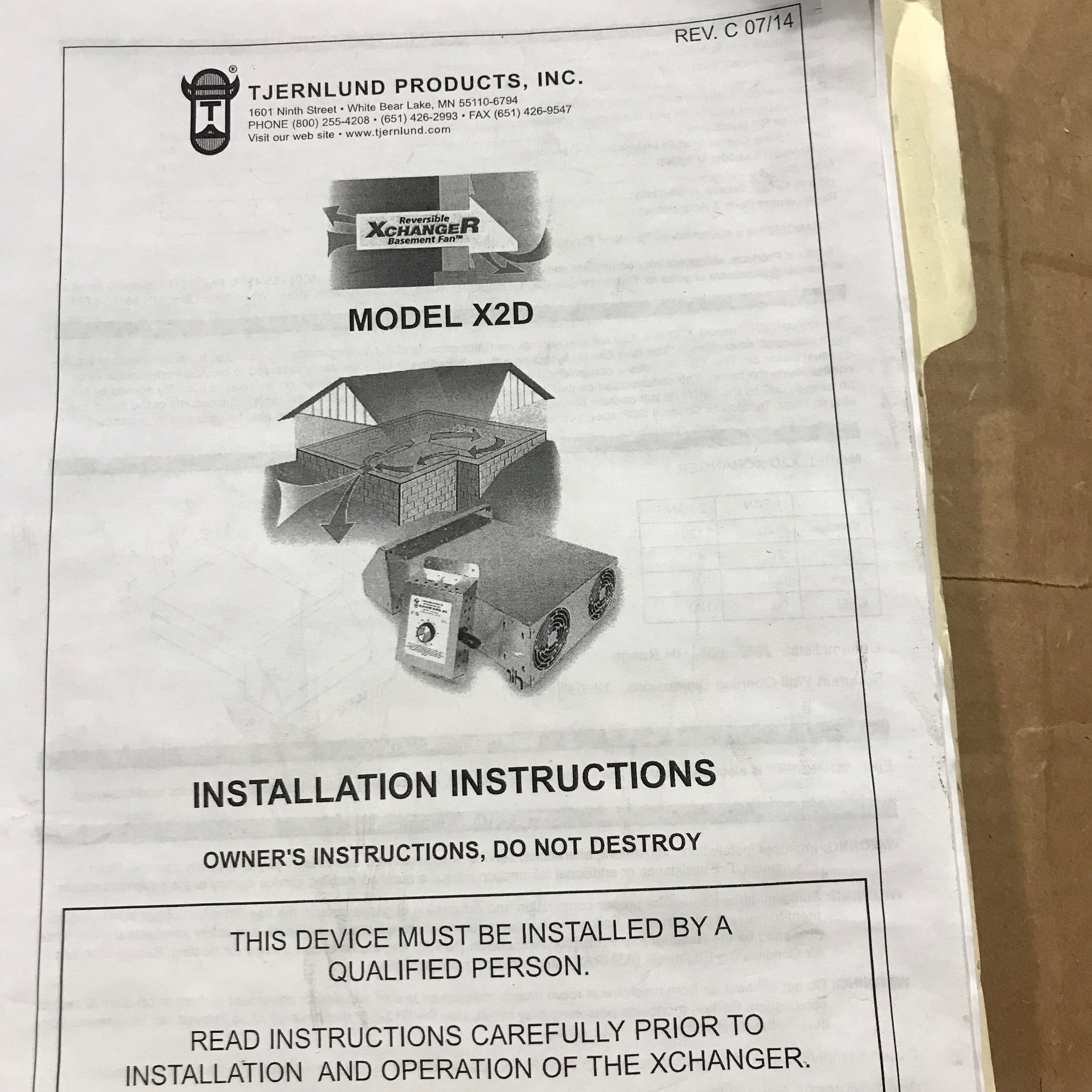Basement Ventilation Xchanger X20