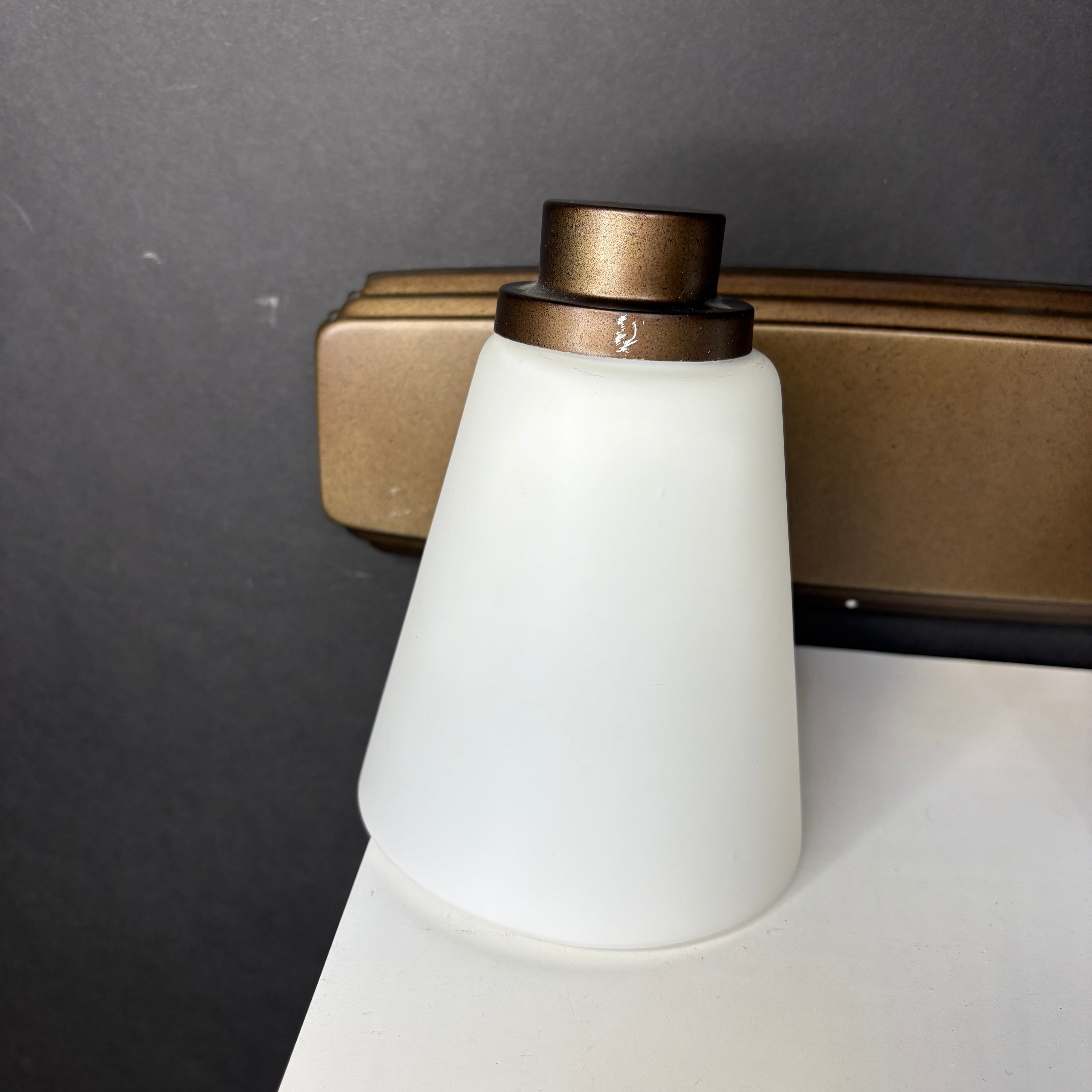 Dolan Lighting 2-Light Bronze with Milk Glass Shades Vanity Wall Sconce 16”x 6.5”x 6.5”