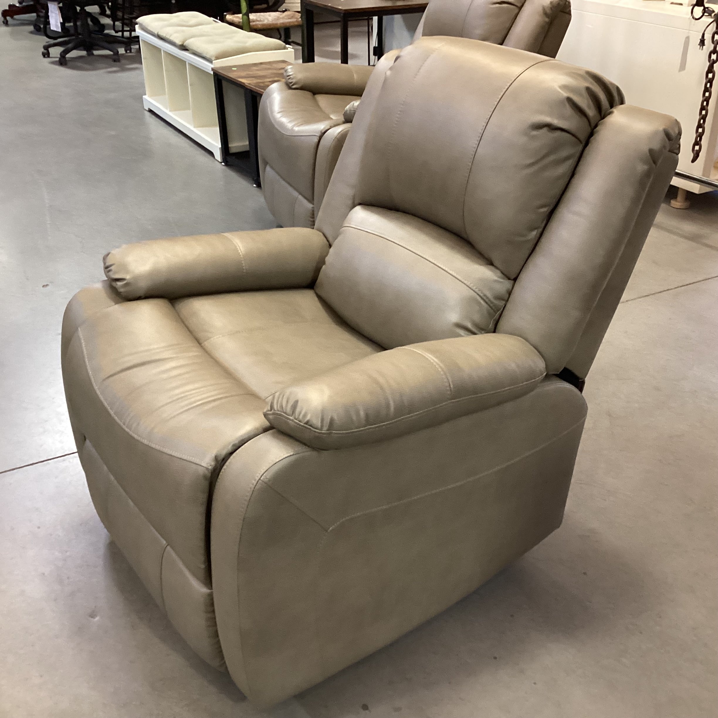 Recpro Taupe Faux Leather Swivel Rock Recliner Chair 31"x 36"x 38"