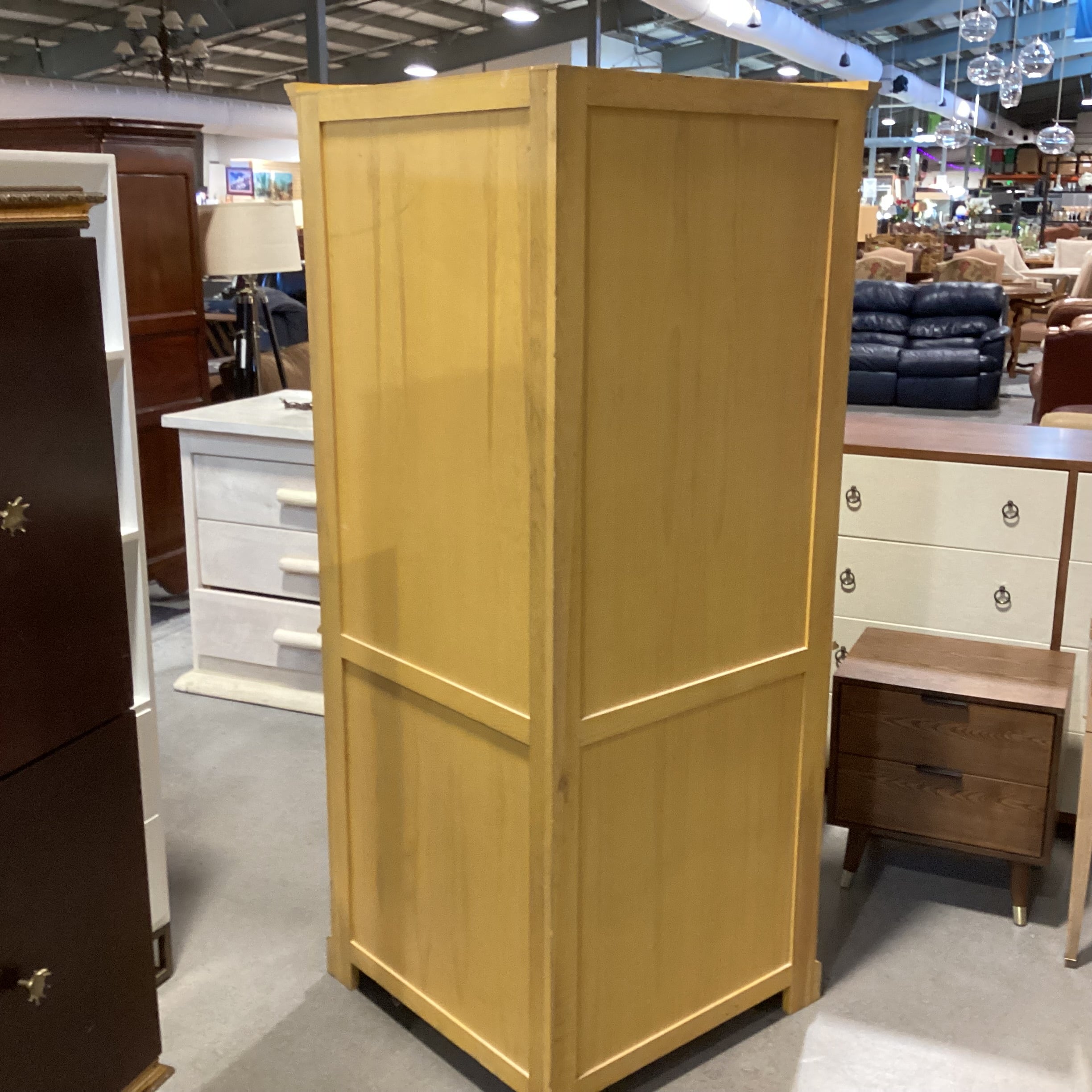 Gold & Navy Distressed Wood 2 Beveled Glass Doors & 2Wood with Shelves Corner Armoire 42"x 32"x 72.5"