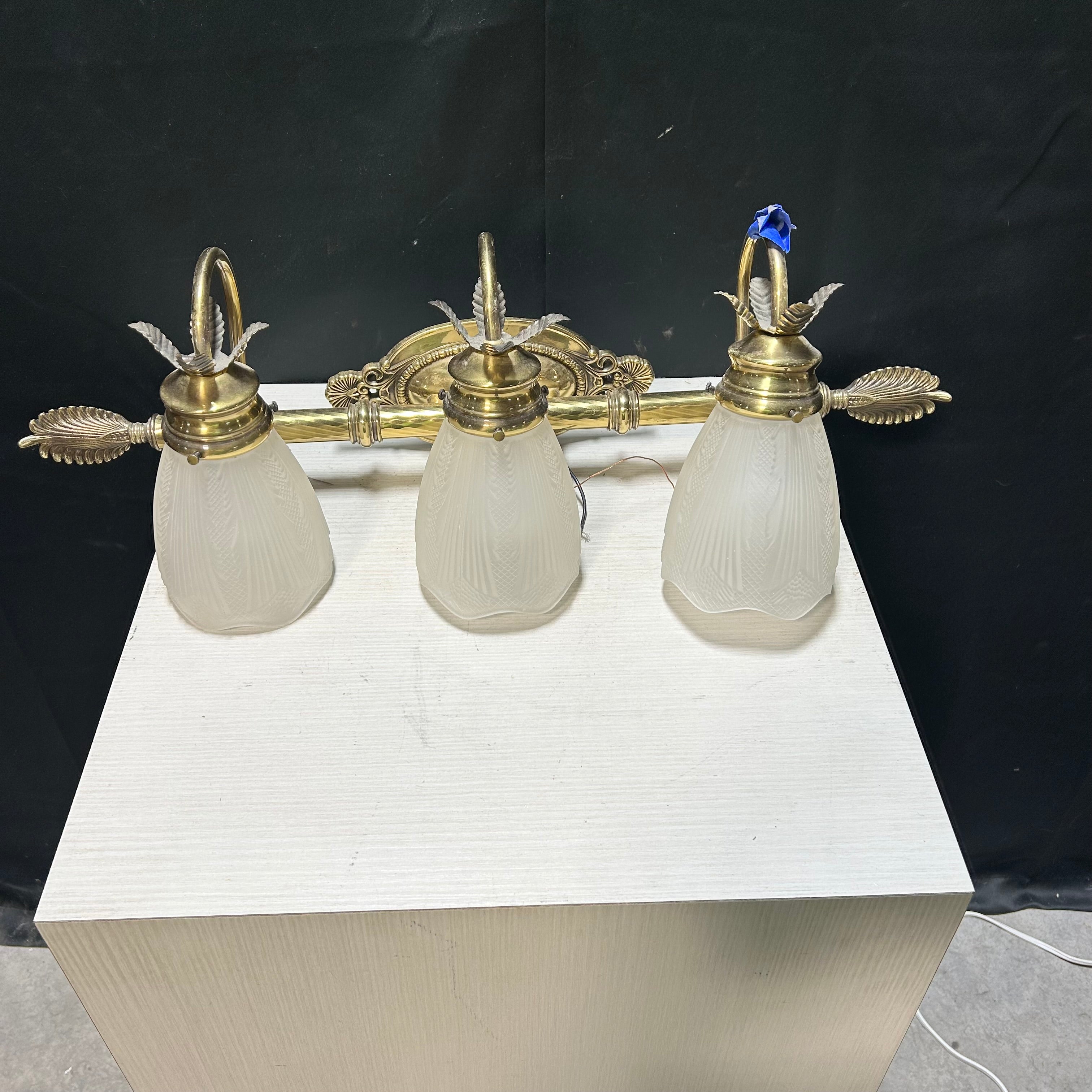 Vintage Victorian Brass Vanity Light 28"x 9"