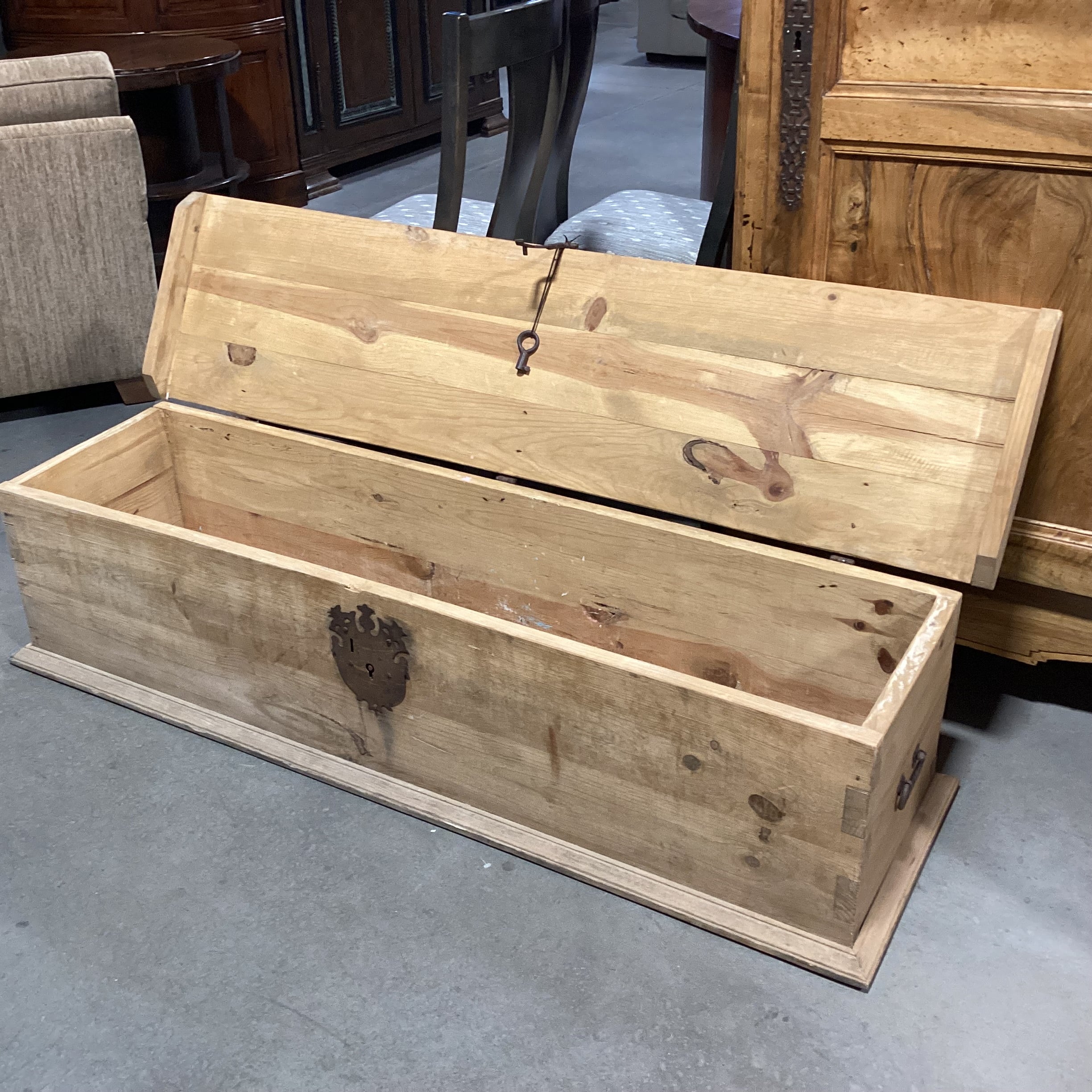 Natural Rustic Pine with Iron Accent Trunk 63"x 18.5"x 16"