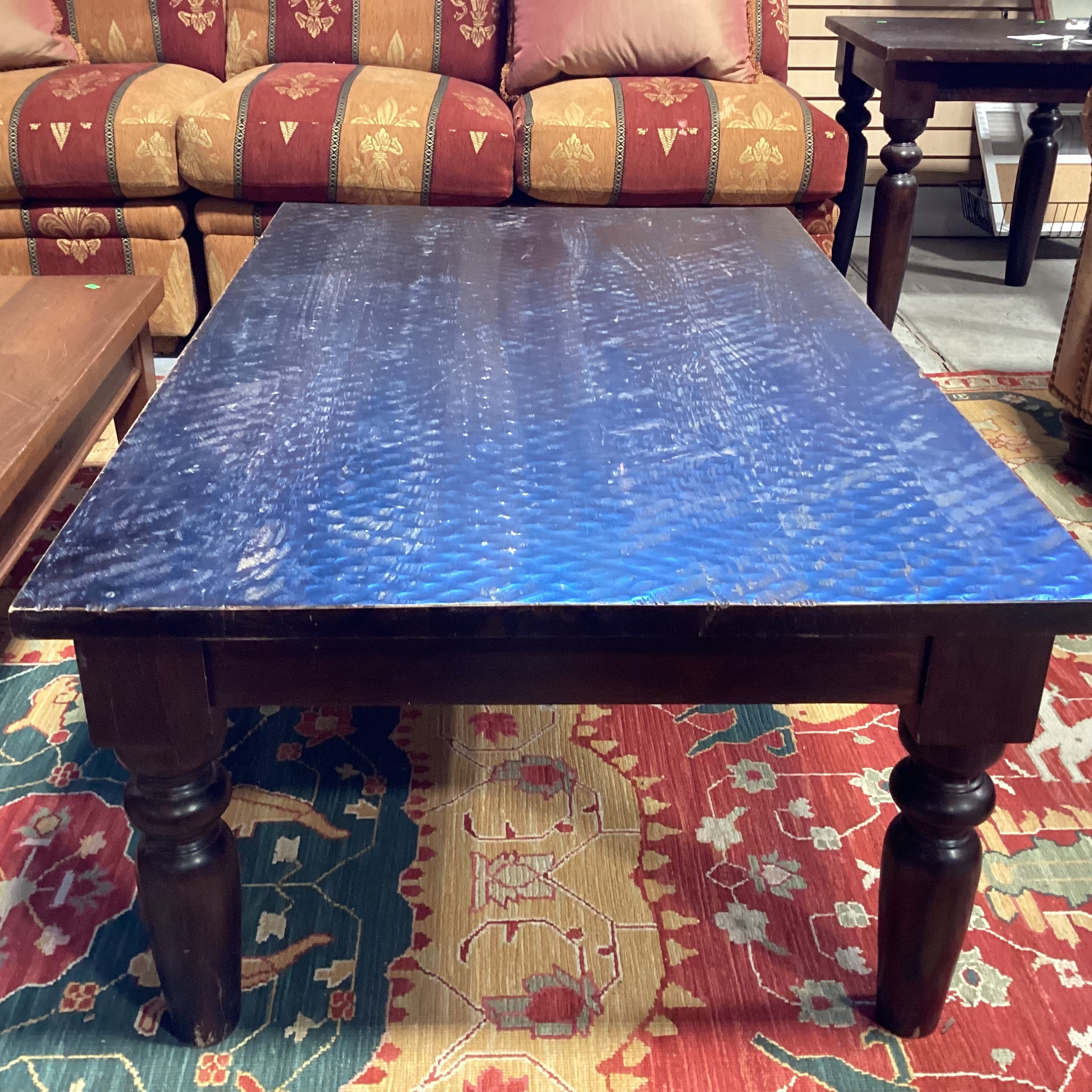Solid Dark Finish Mango Wood with Textured Divets Coffee Table 48"x 30"x 185"