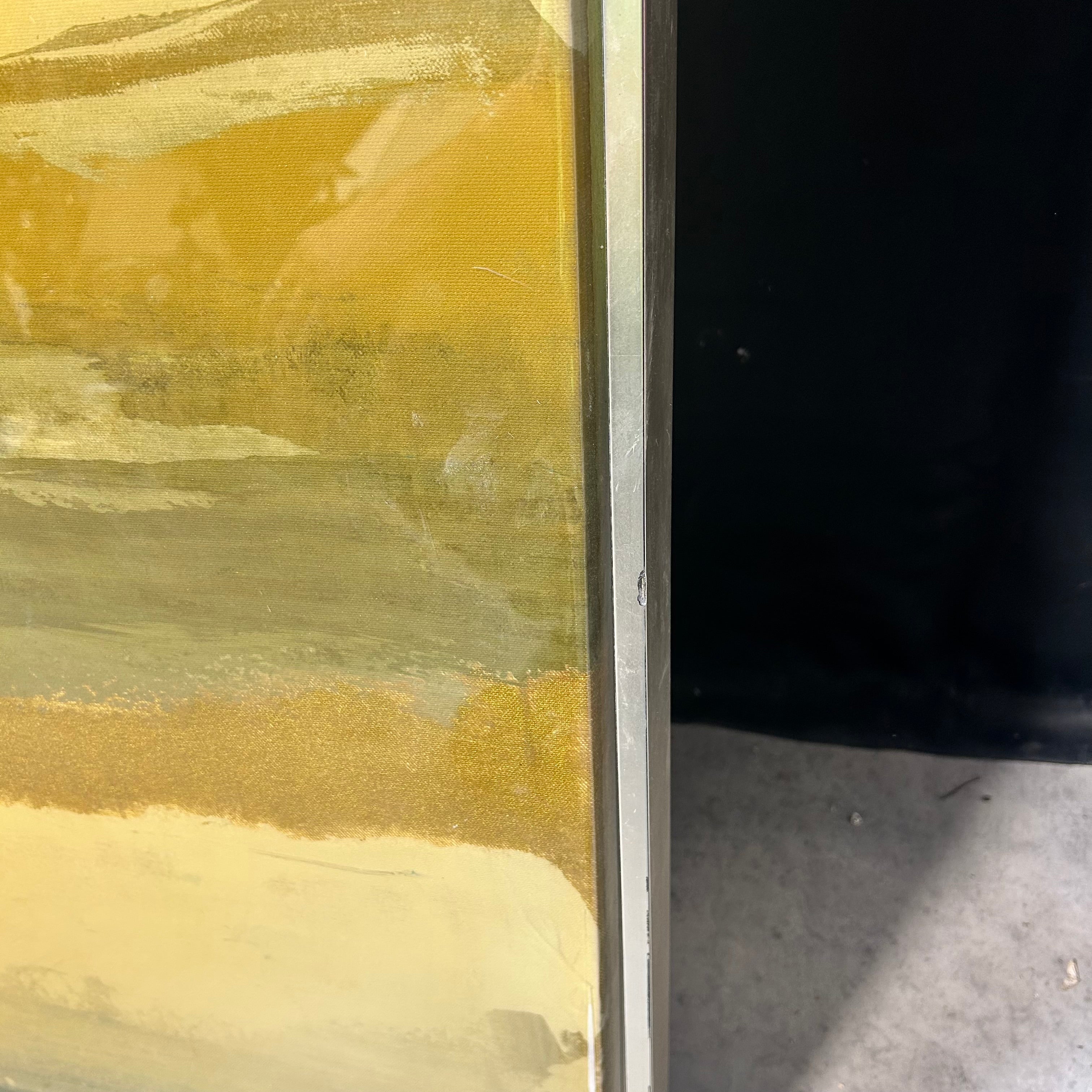 Large Abstract "Gold In The Sand II" Glass Coated Canvas 51.5"x 68"