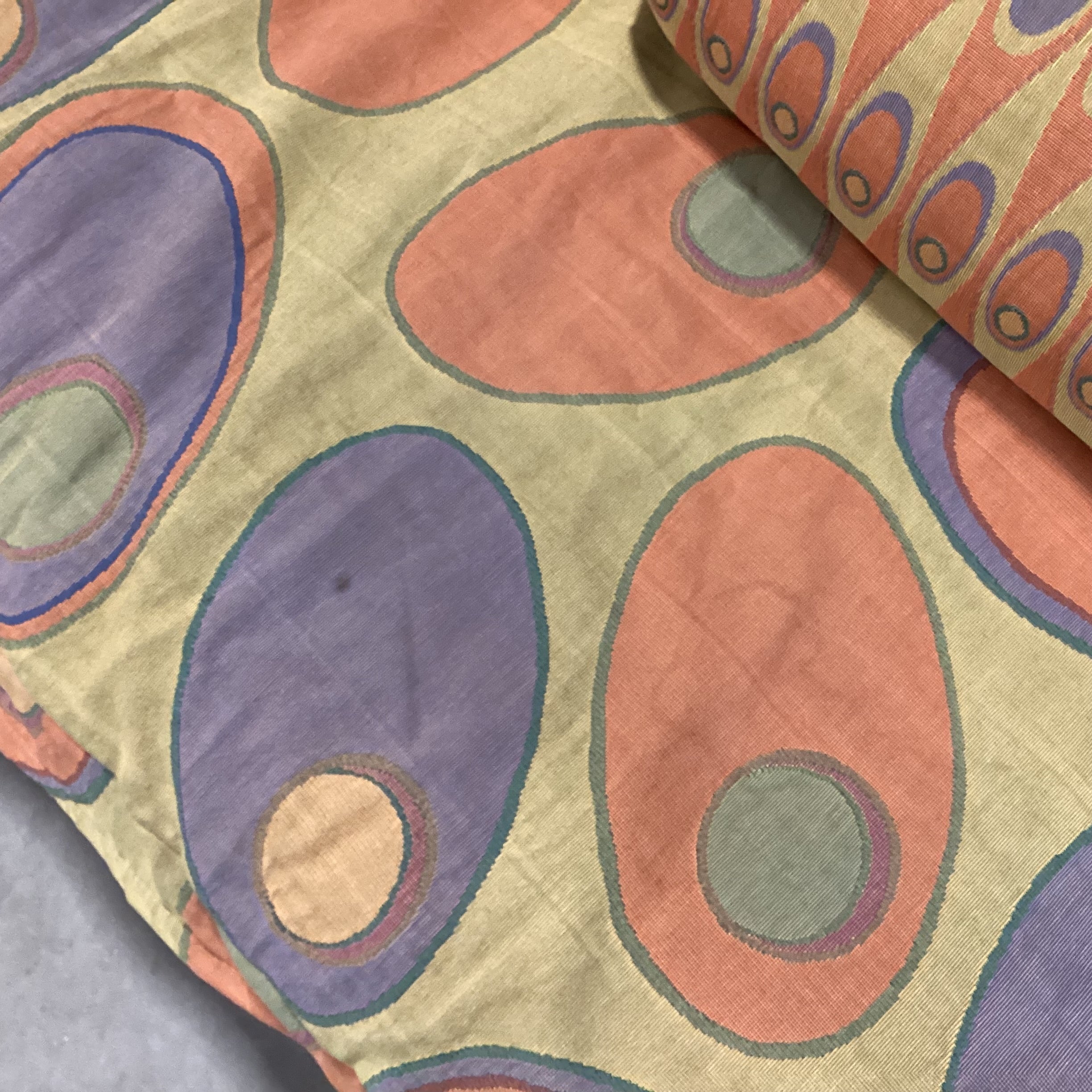 Gold Orange & Purple Circle Design Cushion & Black Metal Futon Sofa 79"x 44" to 56"x 38"
