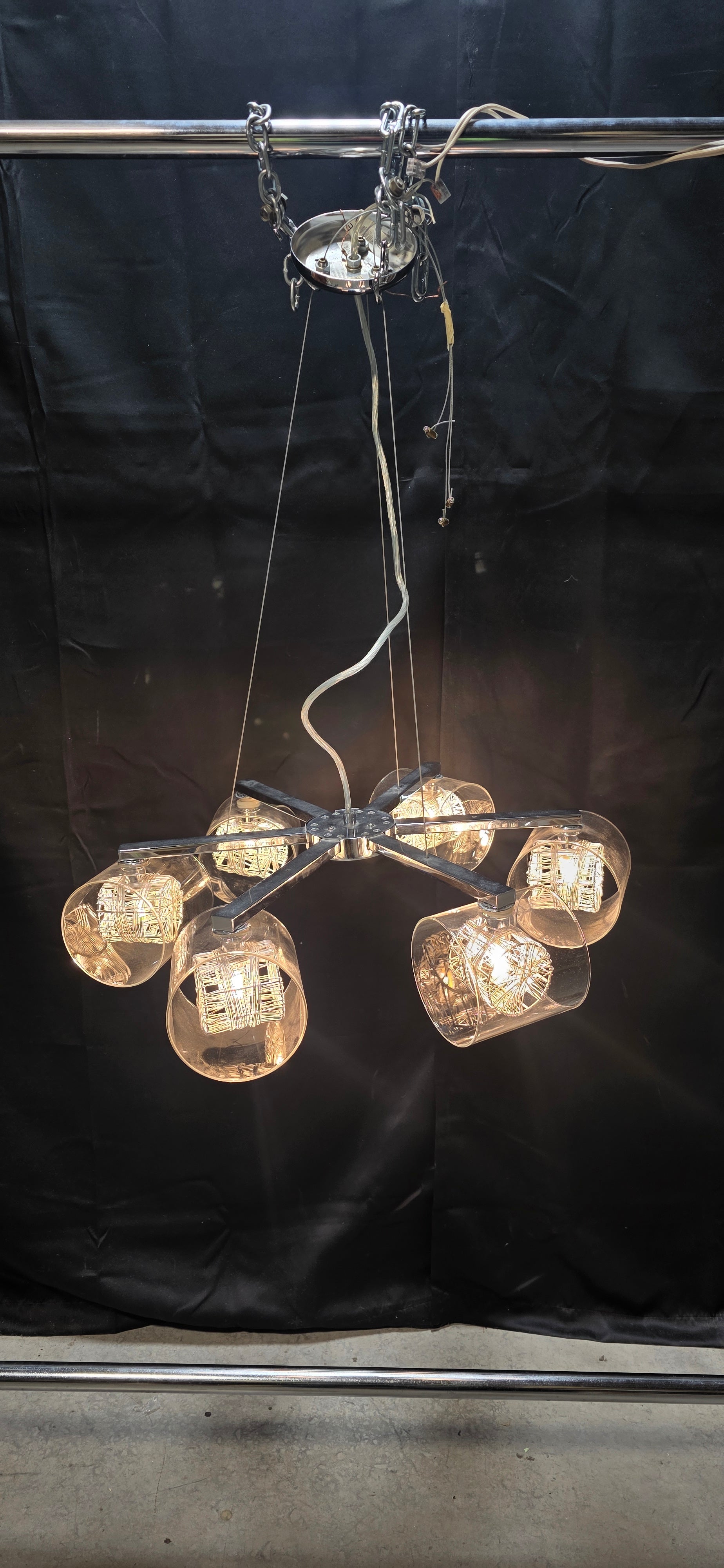 George Kovacs 6 Light Chrome Chandelier 25" diameter x 28"
