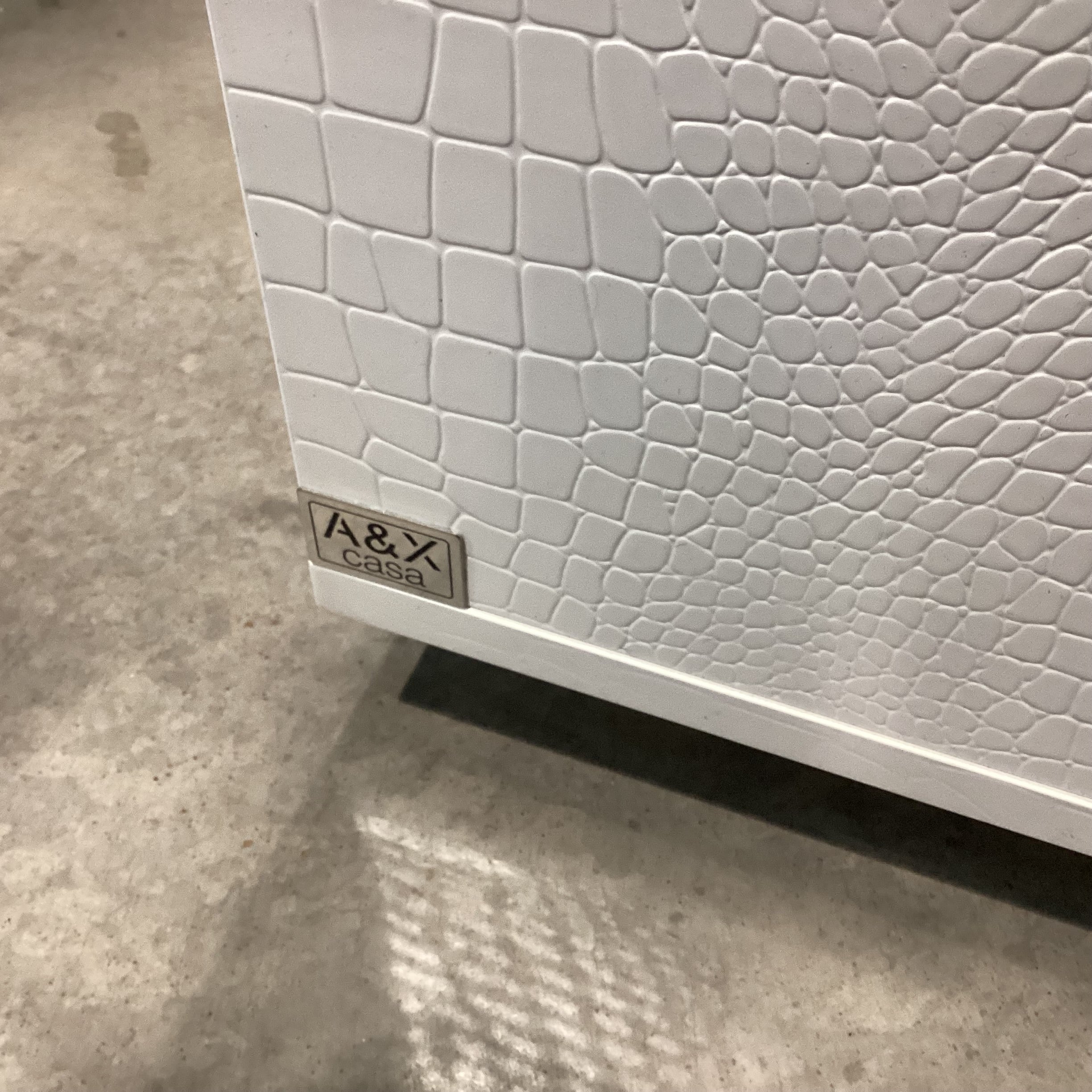 A&X Casa Milano White Croc Style Faux Leather 2 Drawer Nightstand 31.5"x 19"x 19"