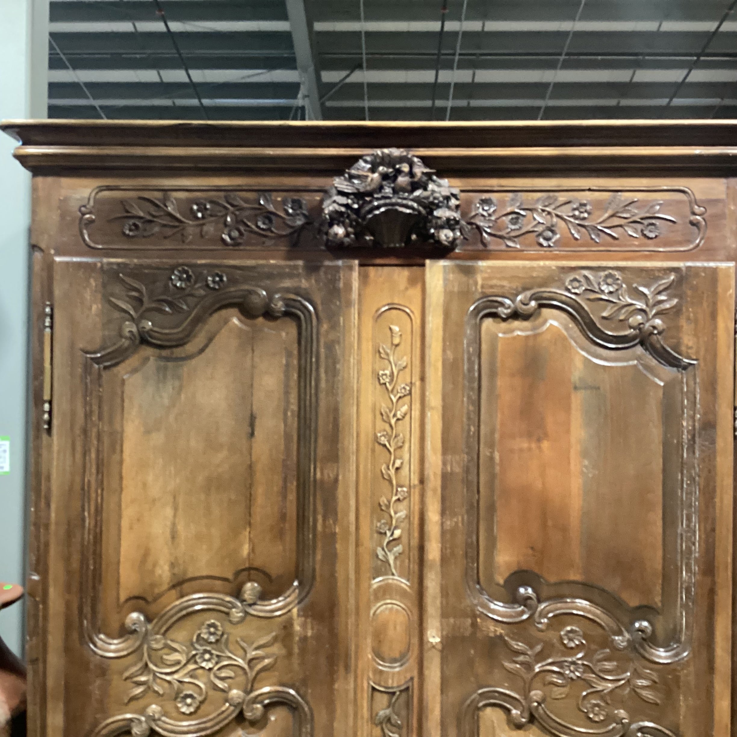 Ornate Carved Bird Floral 2 Door 6 Drawer Armoire 71"x 29"x 88"