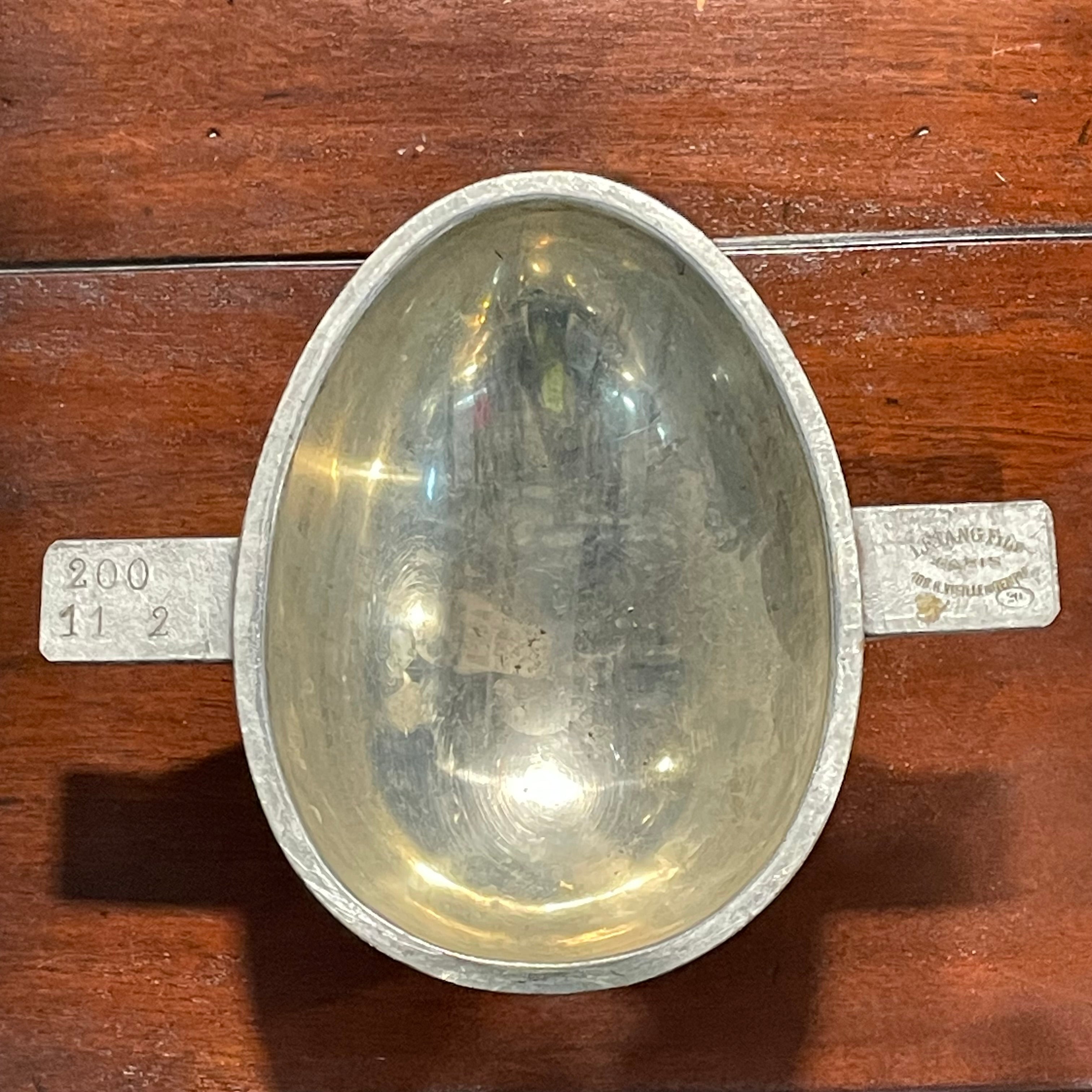 Antique Letang Fils Tin Plated Iron Chocolate Easter Egg Mold, 7.75"x 6.5"