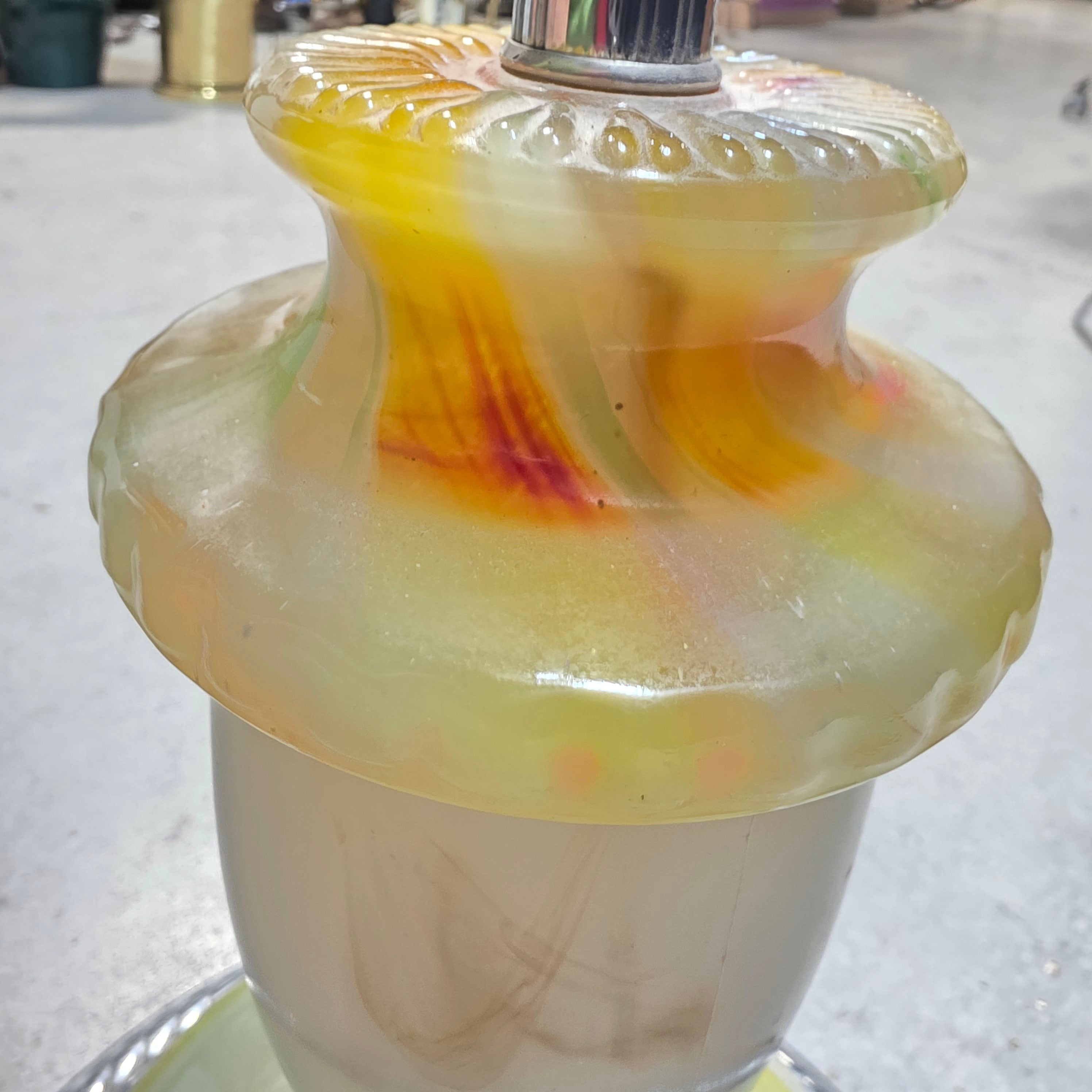 Art Deco 1950's Slag Glass 5 Light Floor Lamp 11" D x 60"