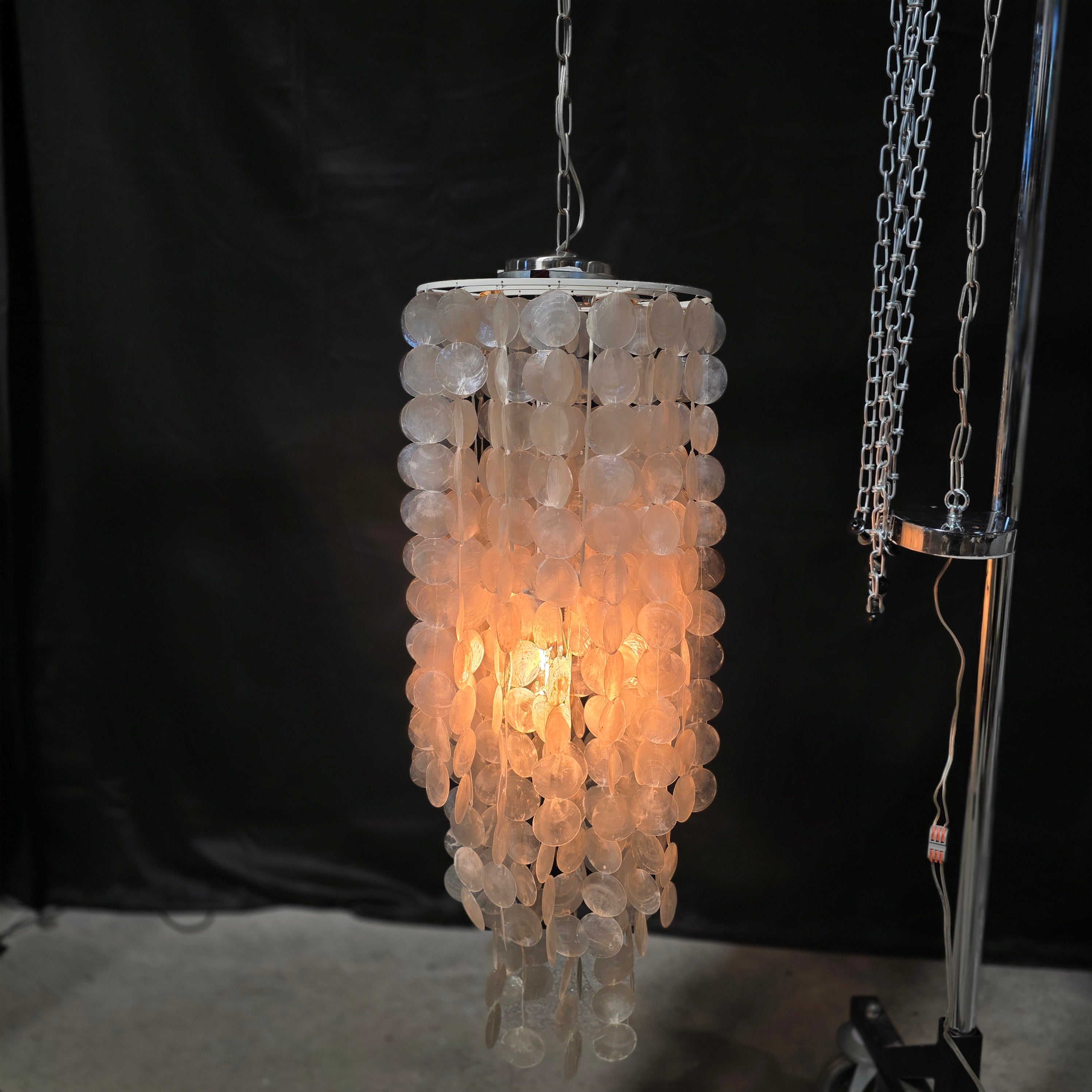 Capiz Shell Single Light Chandelier 12"Dx36"