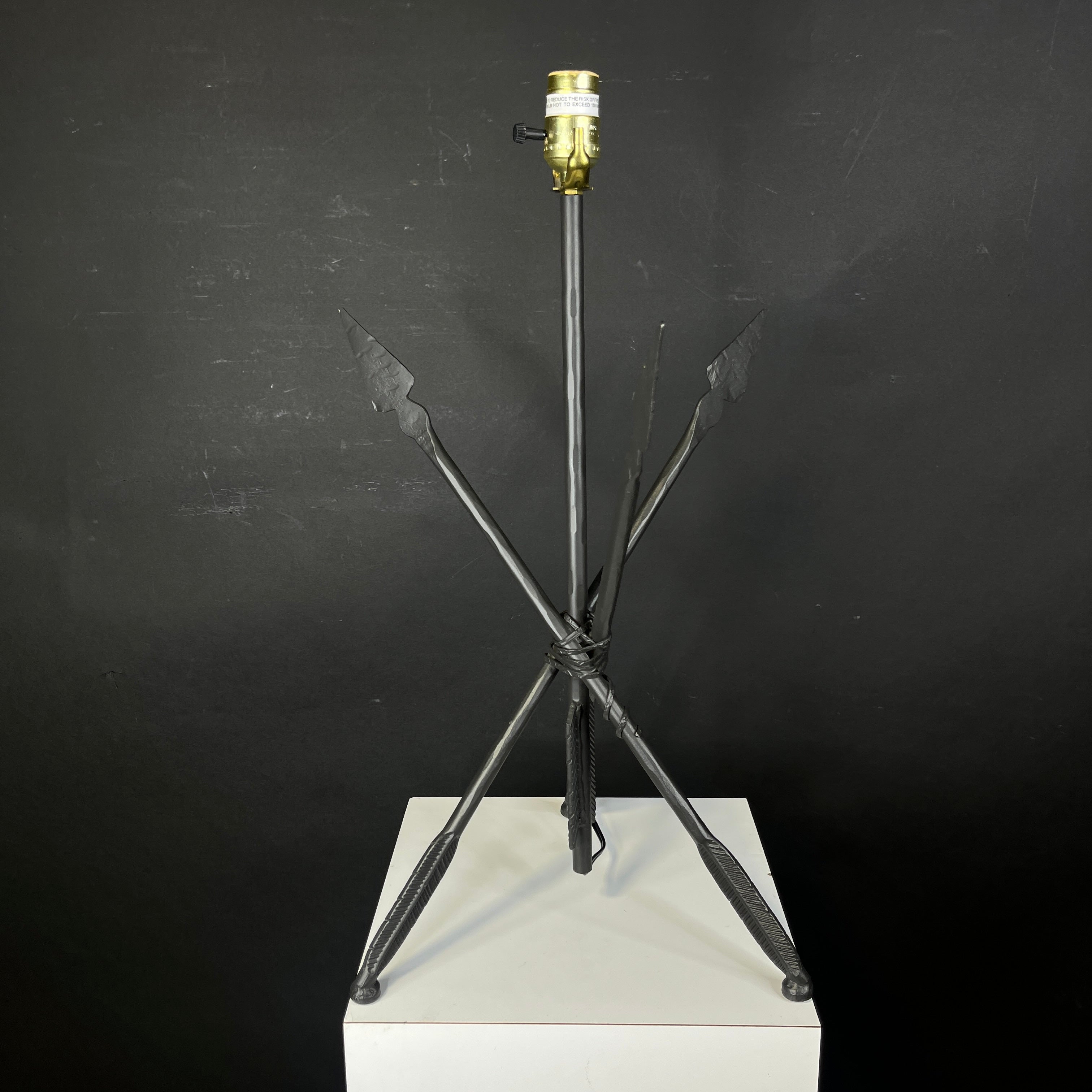 Iron Accents Saddle Creek Hand Forged Iron Arrow Tripod without Shade Table Lamp 12”x 12”x 23”