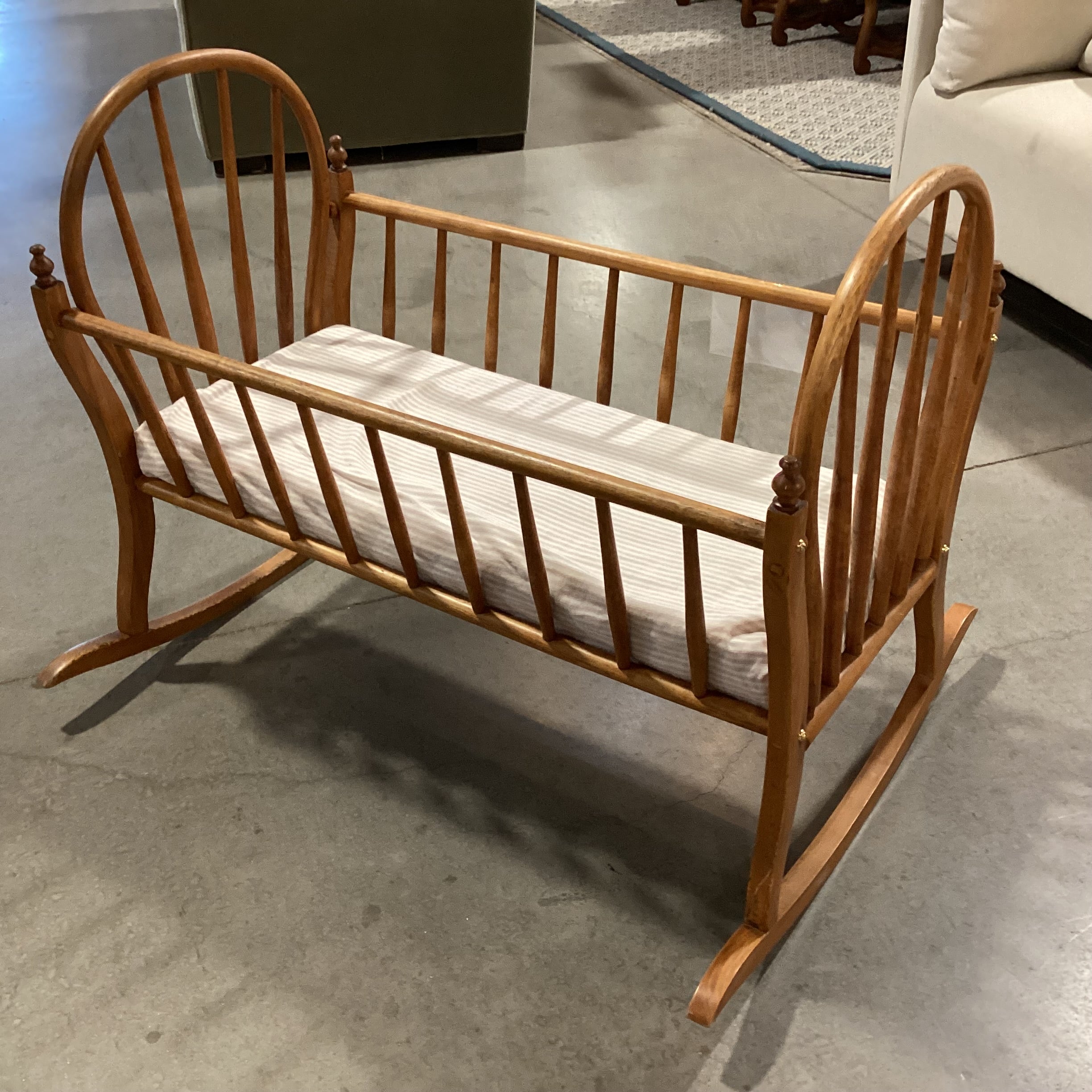 Antique 1897 Spindle Arch Rocking Cradle 39"x 32"x 32"