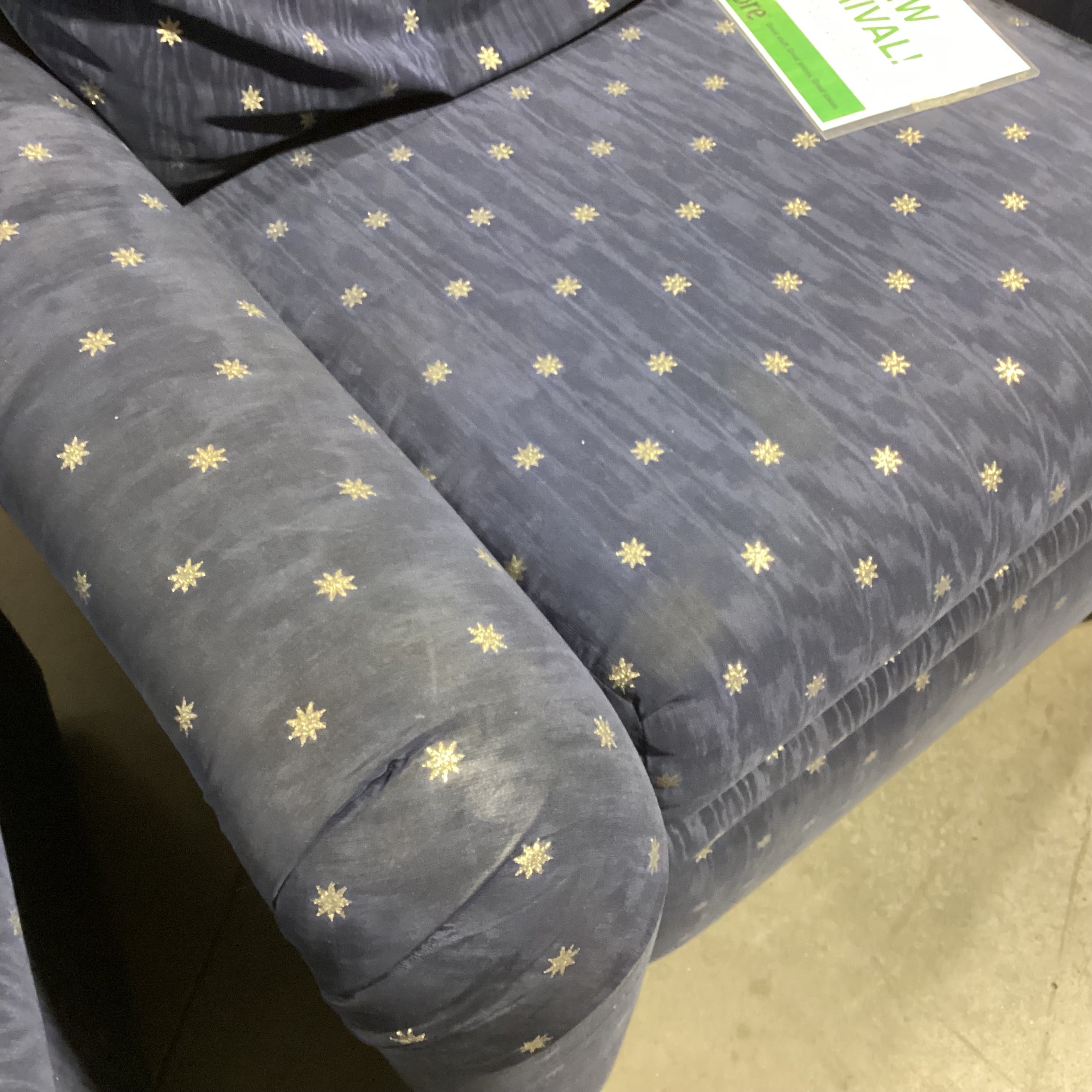 Blue with Silver Star Upholstery Swivel Recliner Chair 36"x 36" to 60"x 40"