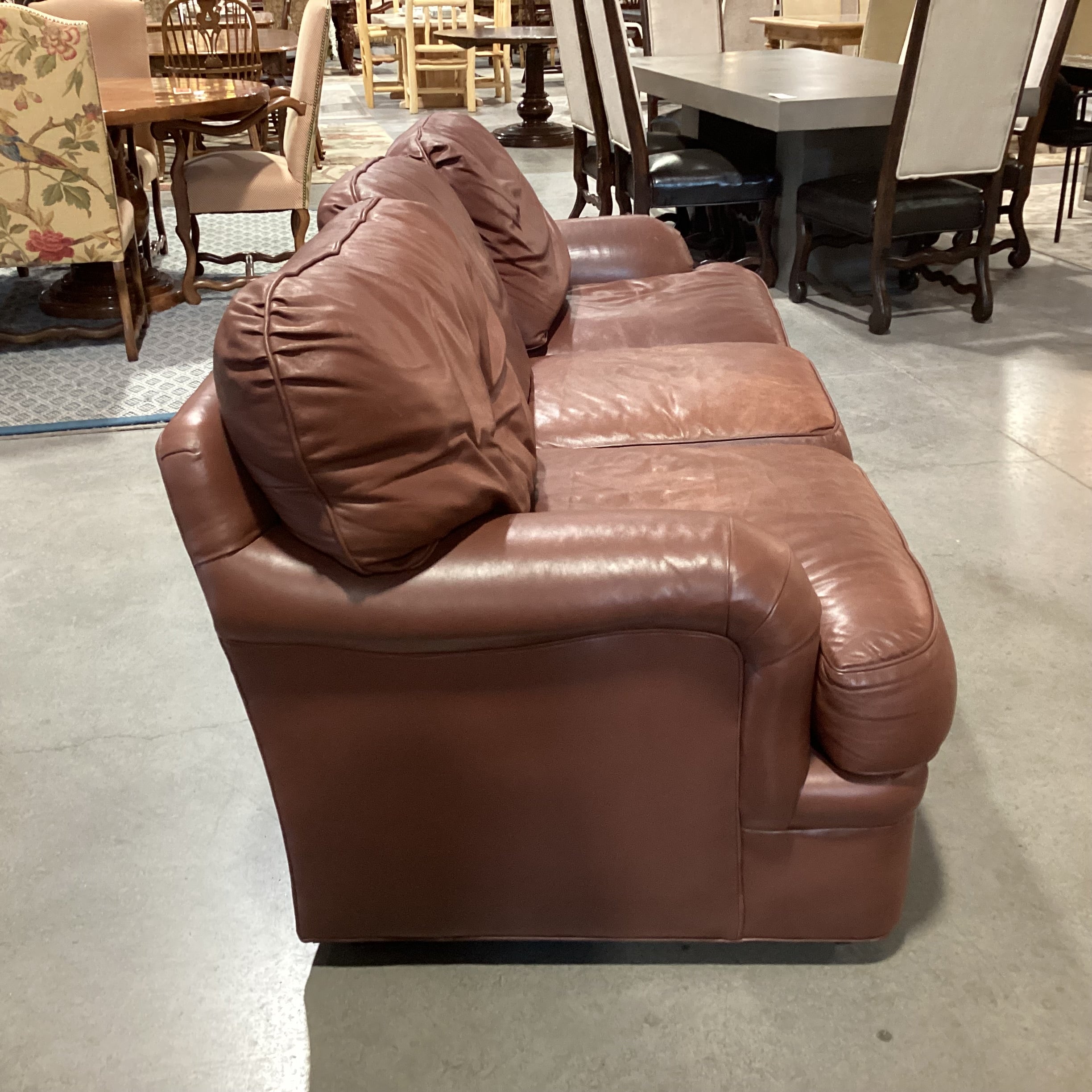 Hancock & Moore Brown Leather Down Mix Sofa 89"x 39"x 35"