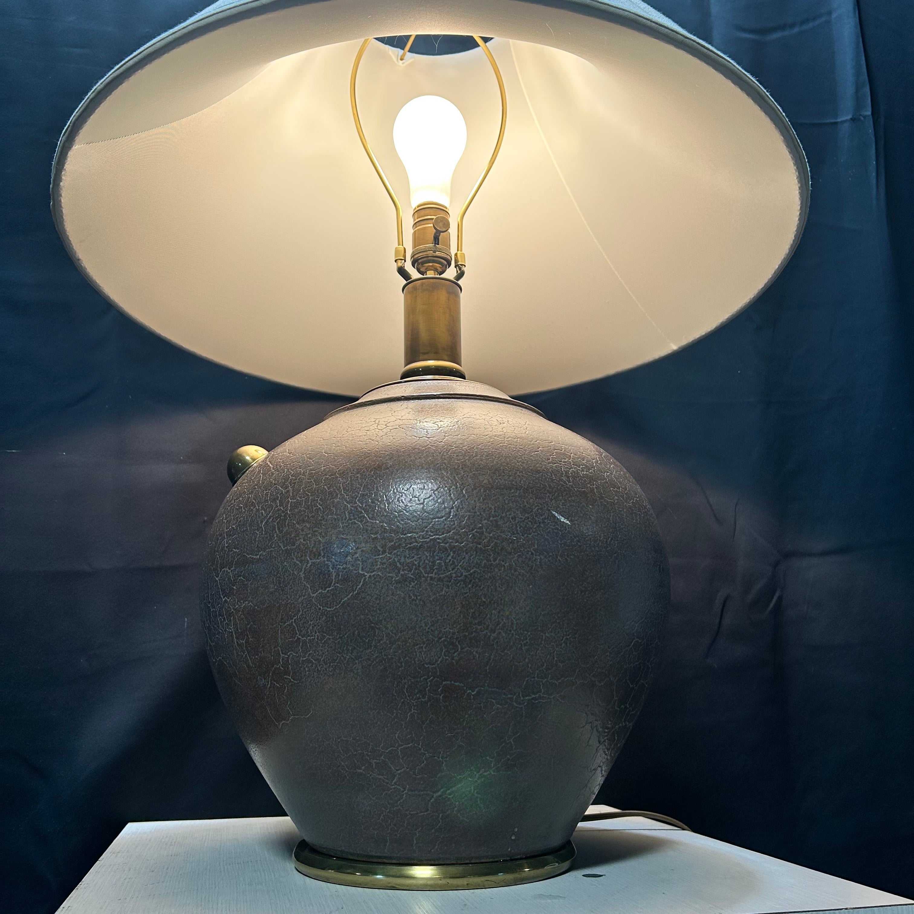 Vintage Terracotta With Brass Accents 7 Cracked Finish 24"x 32"Table Lamp