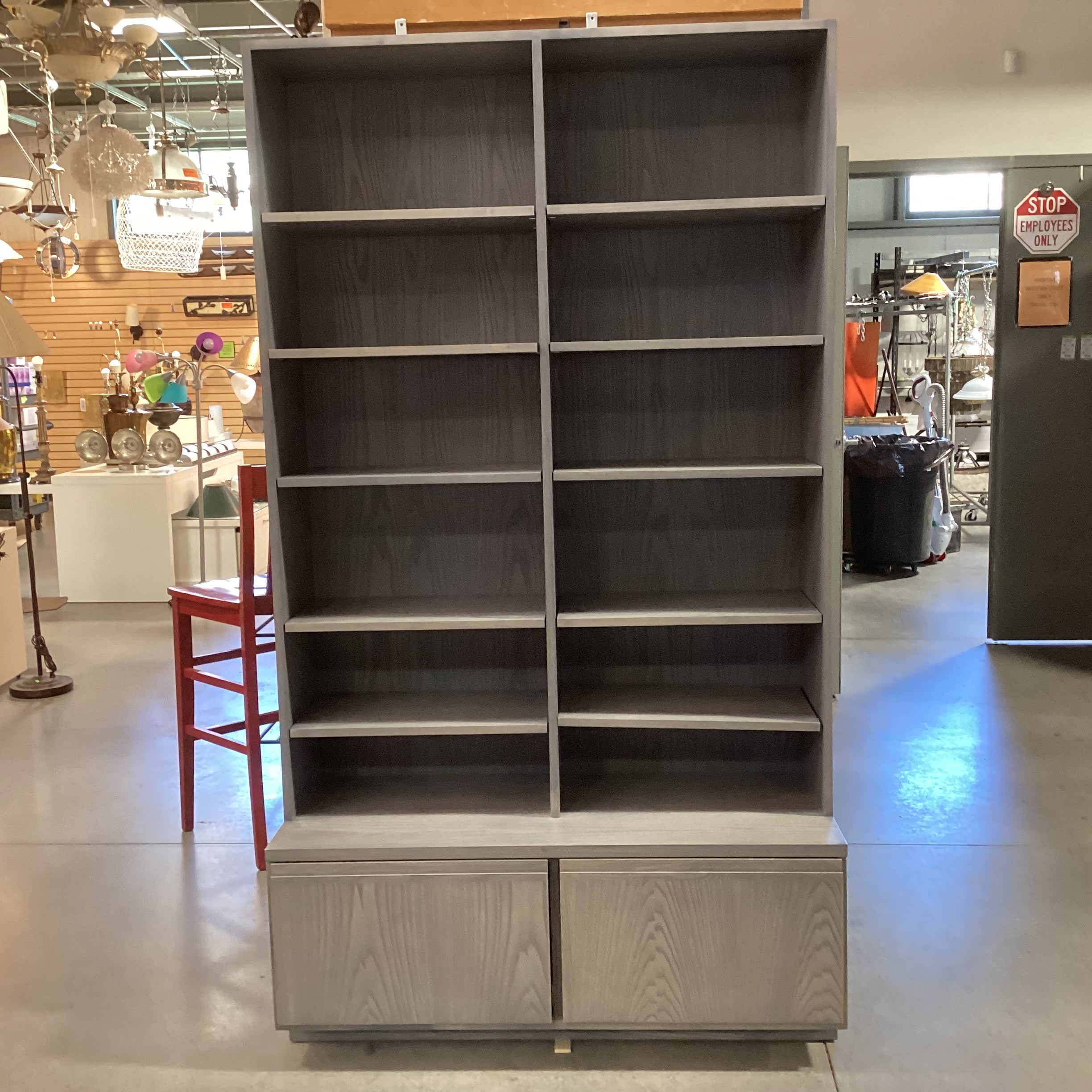 Shell Lake Wood Crafters Natural Ash with Ash Shell Stain Bottom 2 Drawer File Cabinets Double Bookcase Shelves 45.5"x 19"x 81"