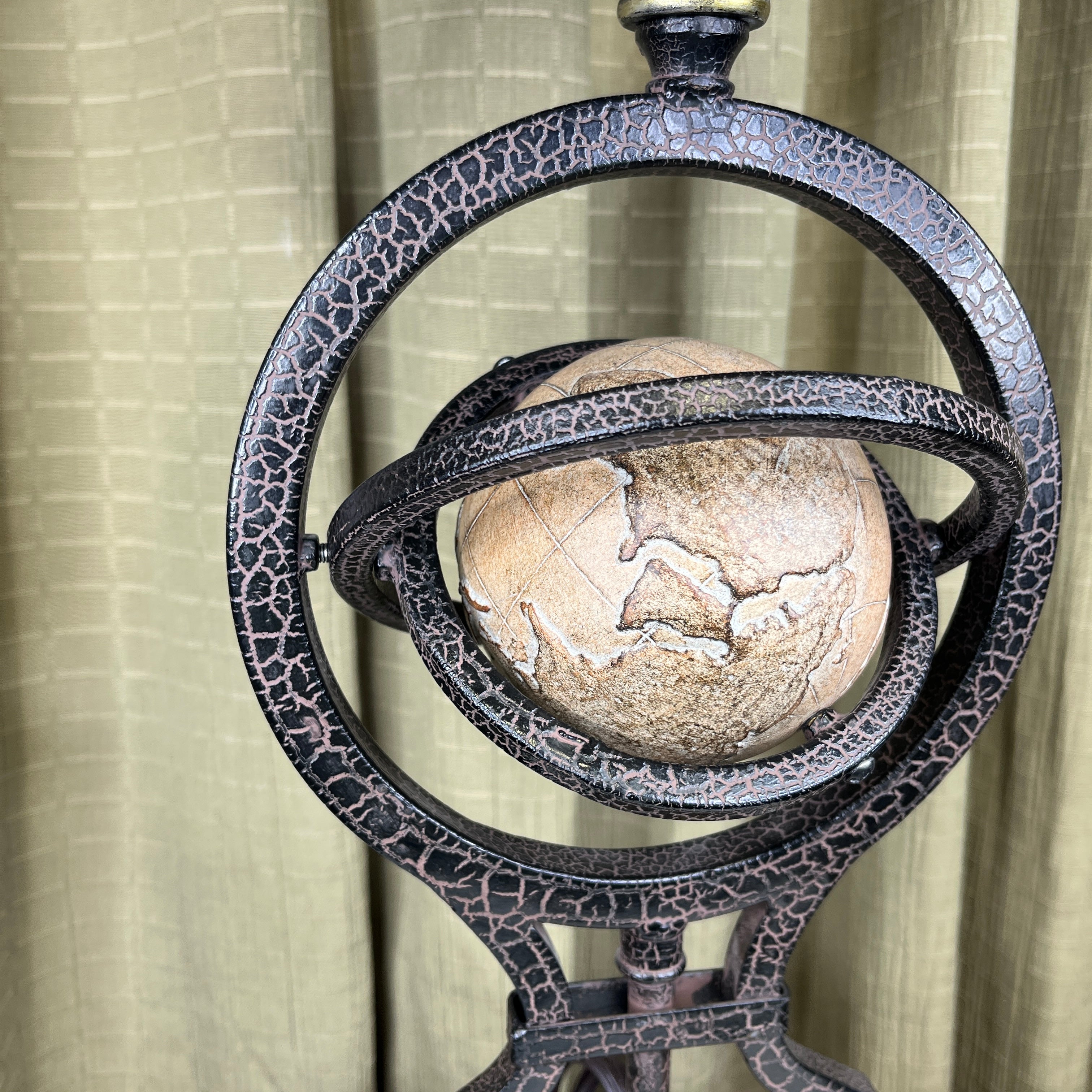 Uttermost Beige and Bronze Rotating Globe Base with Shade Table Lamp 16"x 11"x 30"