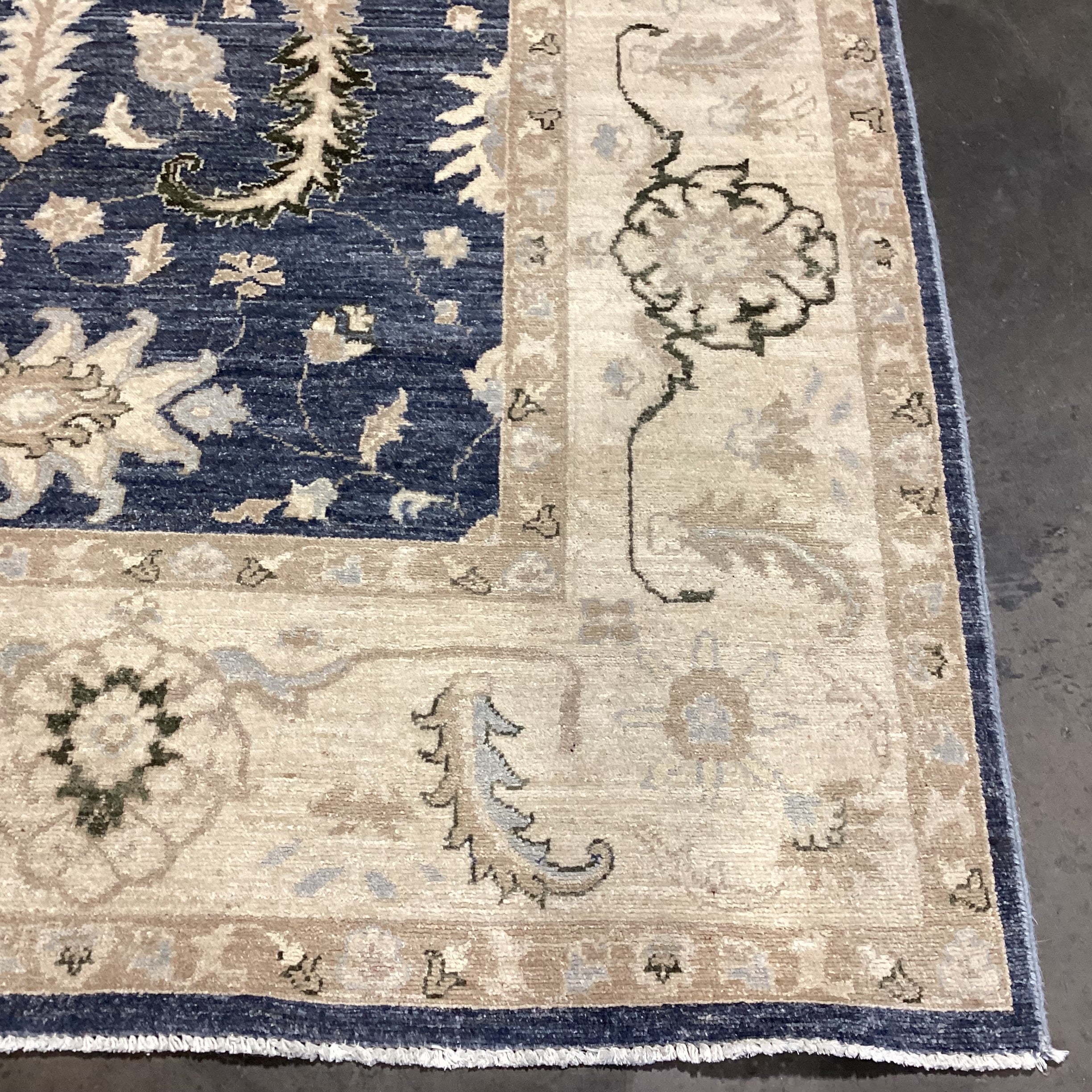 Favorite Oriental Rugs Cream & Blue Chobi Turkman Hand Woven Wool Rug 8'x 9'9"