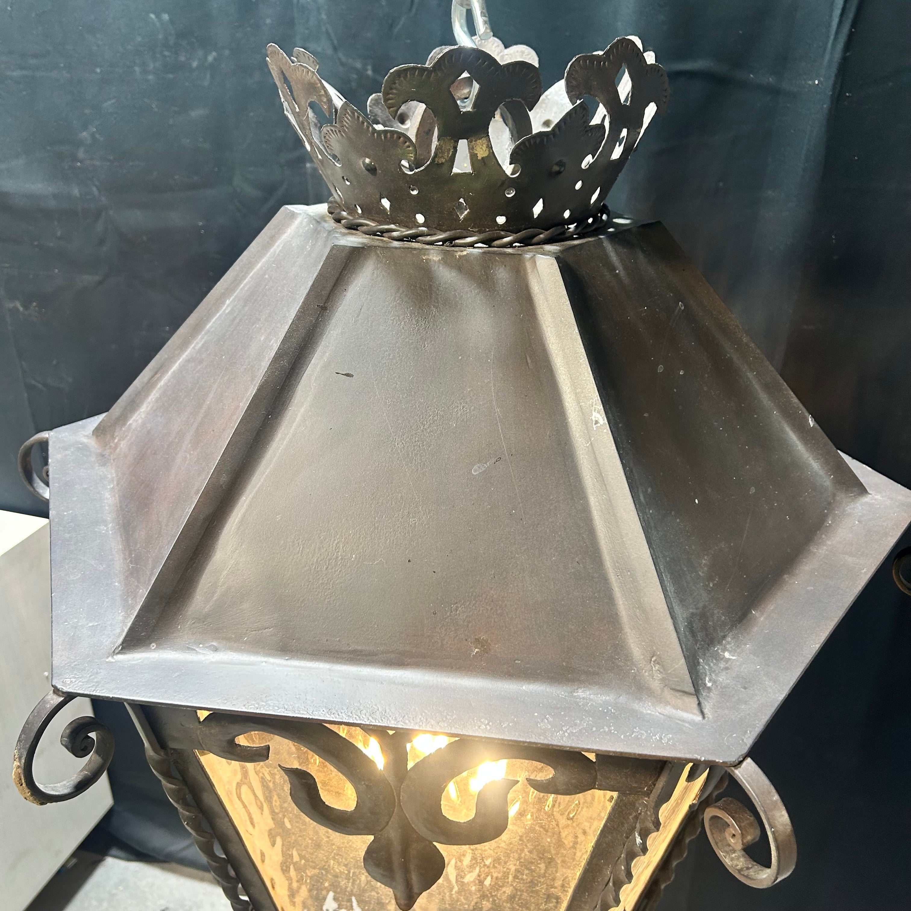 Spainsh Rivival Iron Large Wrought Iron Lantern 30"x 41"