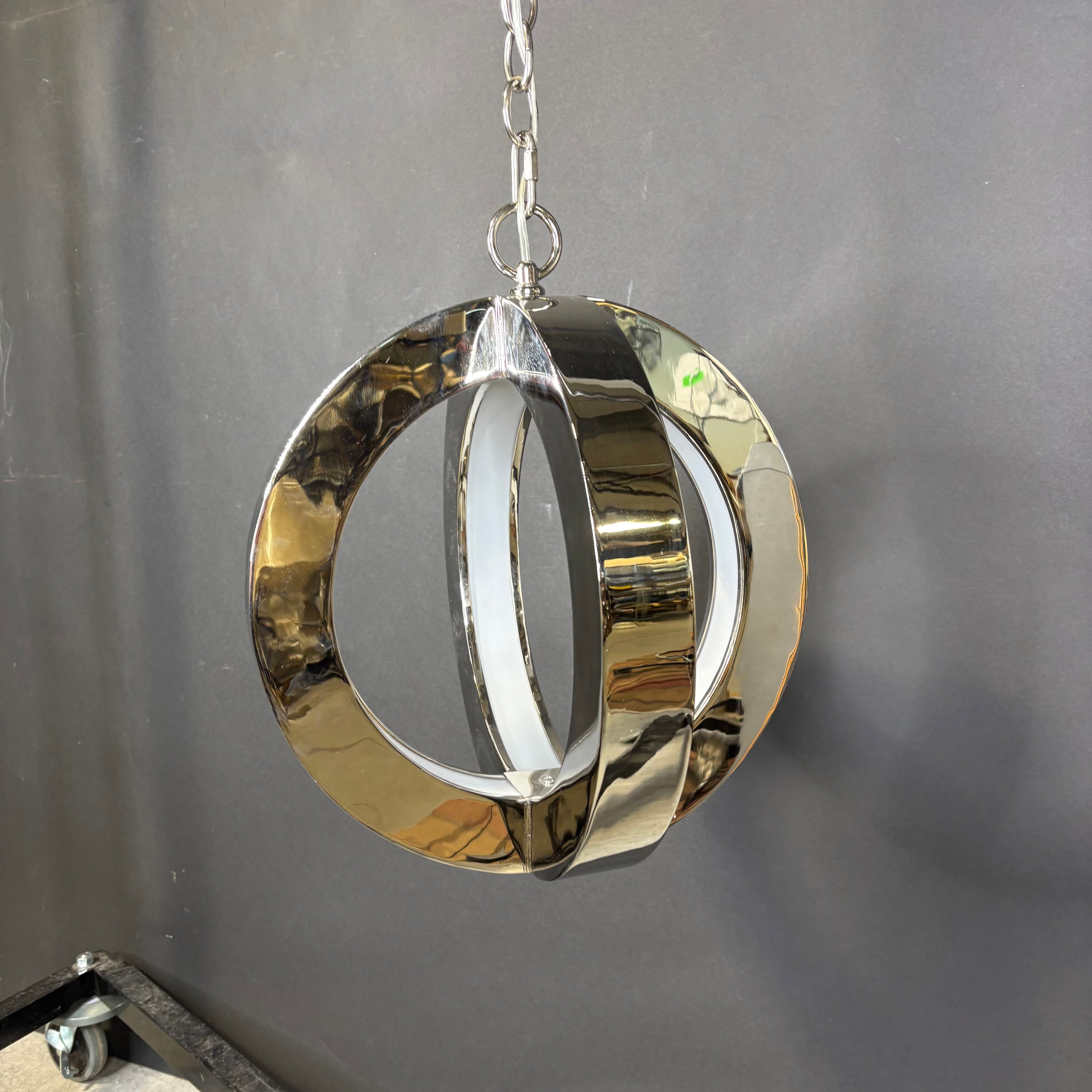 Modern 4-Light LED Chrome Sphere Ceiling Pendant 15” Diameter x 54“