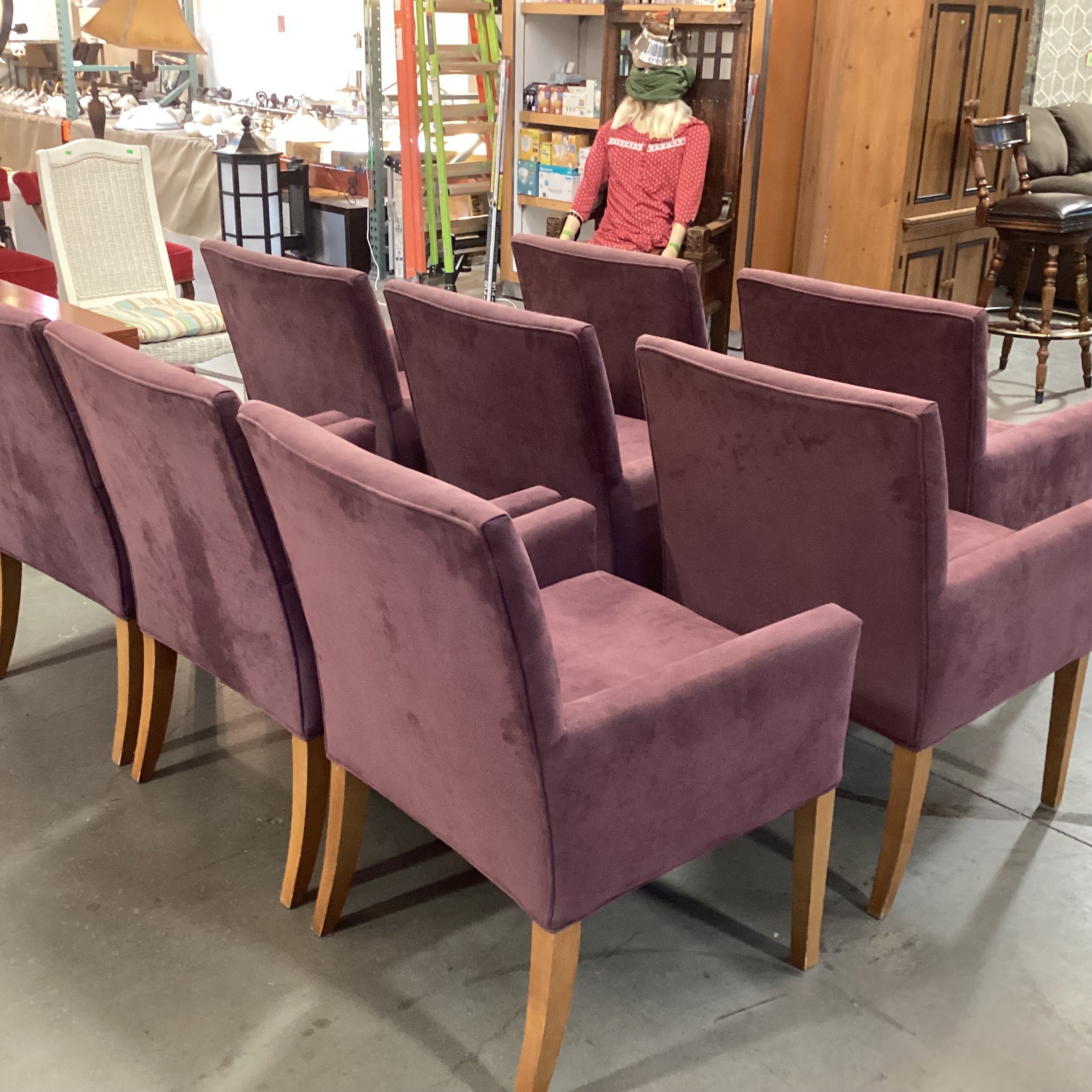 SET of 8 Mitchell Gold Plum Ultra Suede Dining Chairs 25"x 26"x 36"