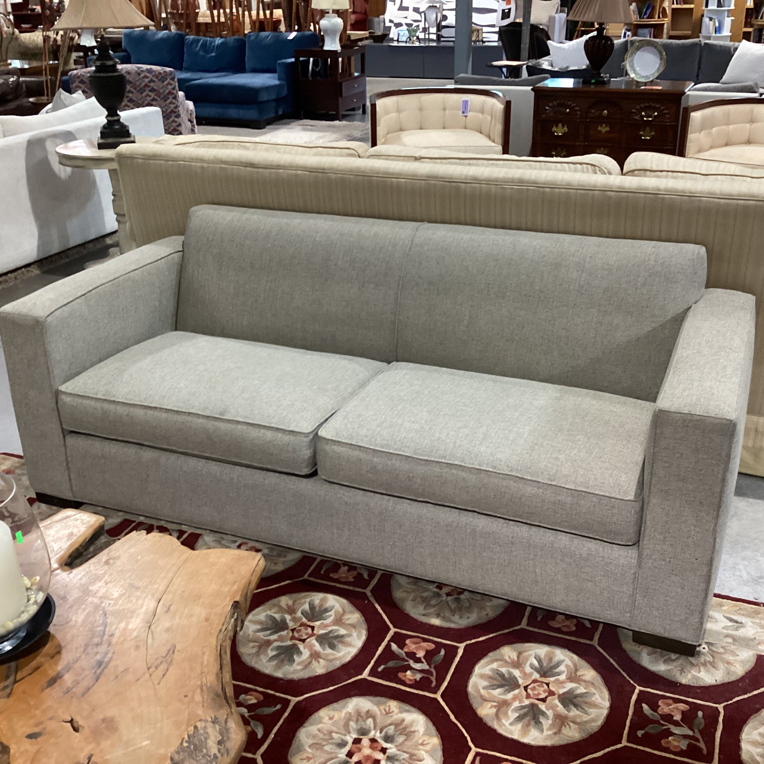McCreary Modern Room & Board Heathered Beige Grey Woven Modern Track Arm Sofa 82"x 36"x 32"