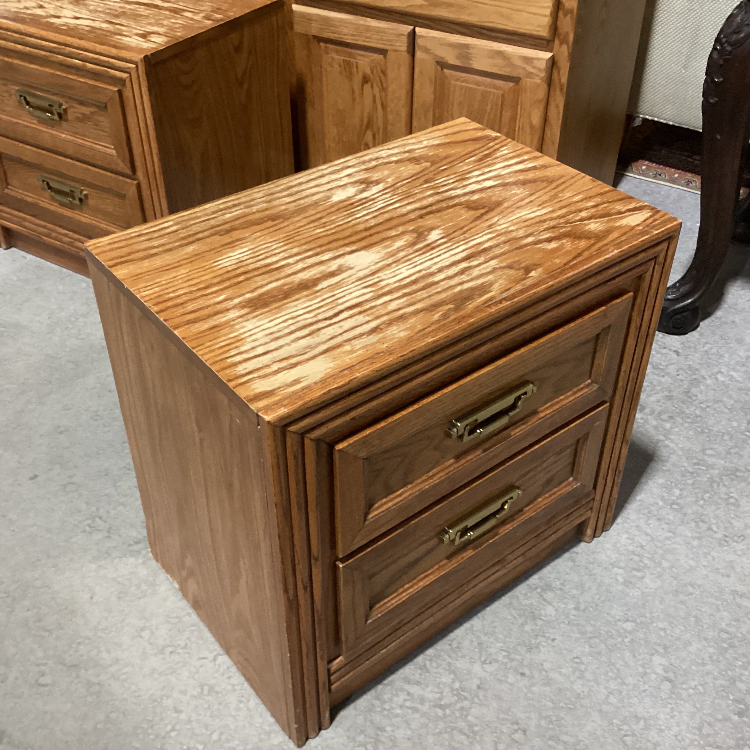 Lenoir House Finished Oak 2 Drawer Nightstand 24"x 16"x 22"