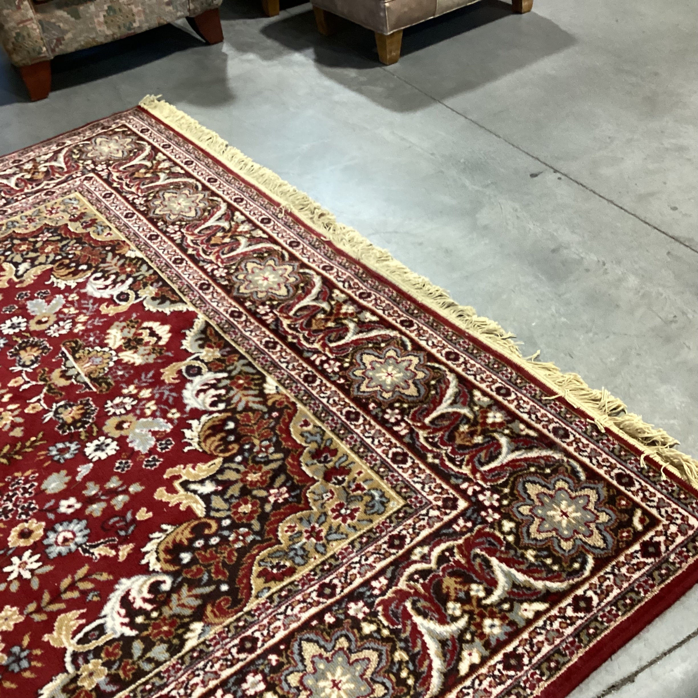 Vintage Karastan Style Red Golden Tan Brown & Blue Wool Rug 8'x 11'6"