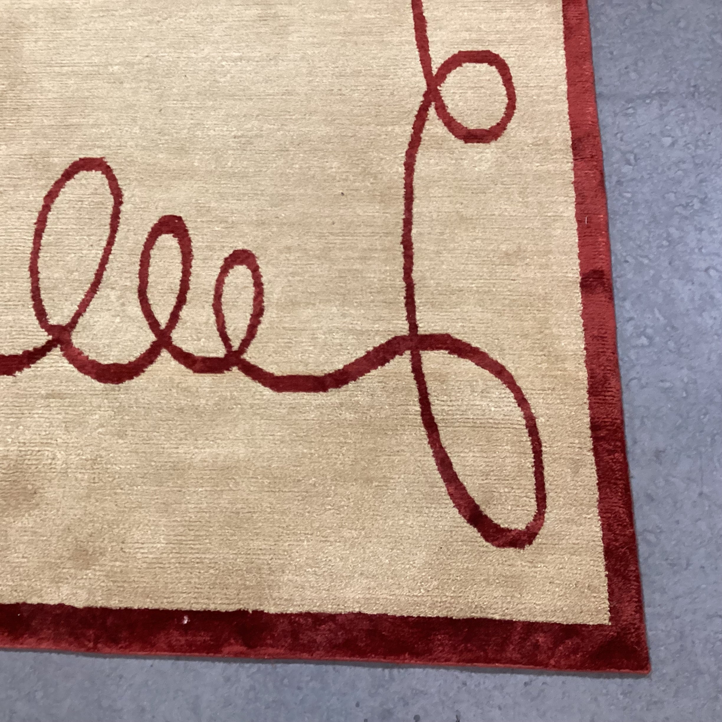 Gold & Rust Red Ribbon Hand Knotted Hand Spun Wool Custom Made in Nepal Rug 4'x 21'6"