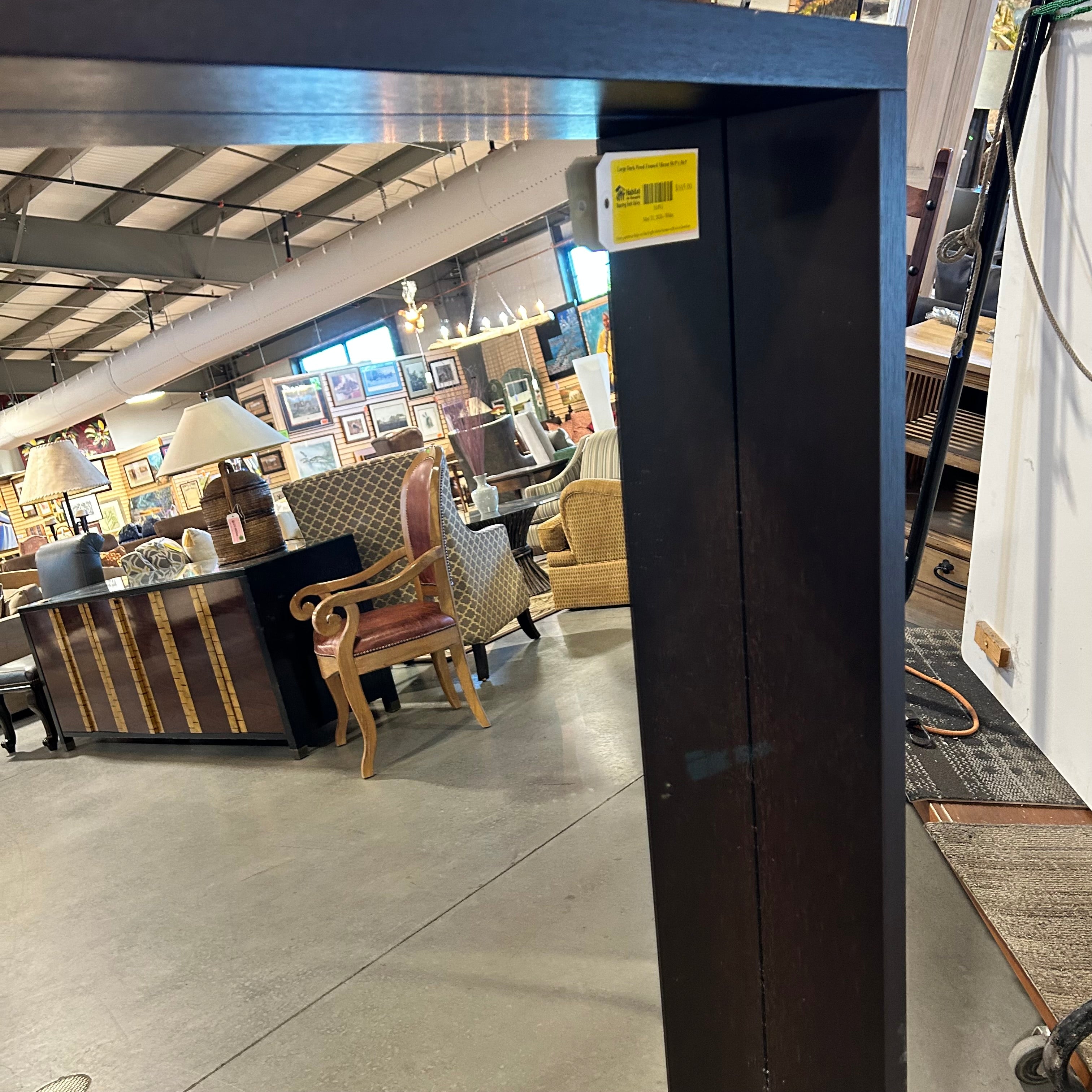 Large Dark Wood Framed Mirror 50.5"x 50.5'