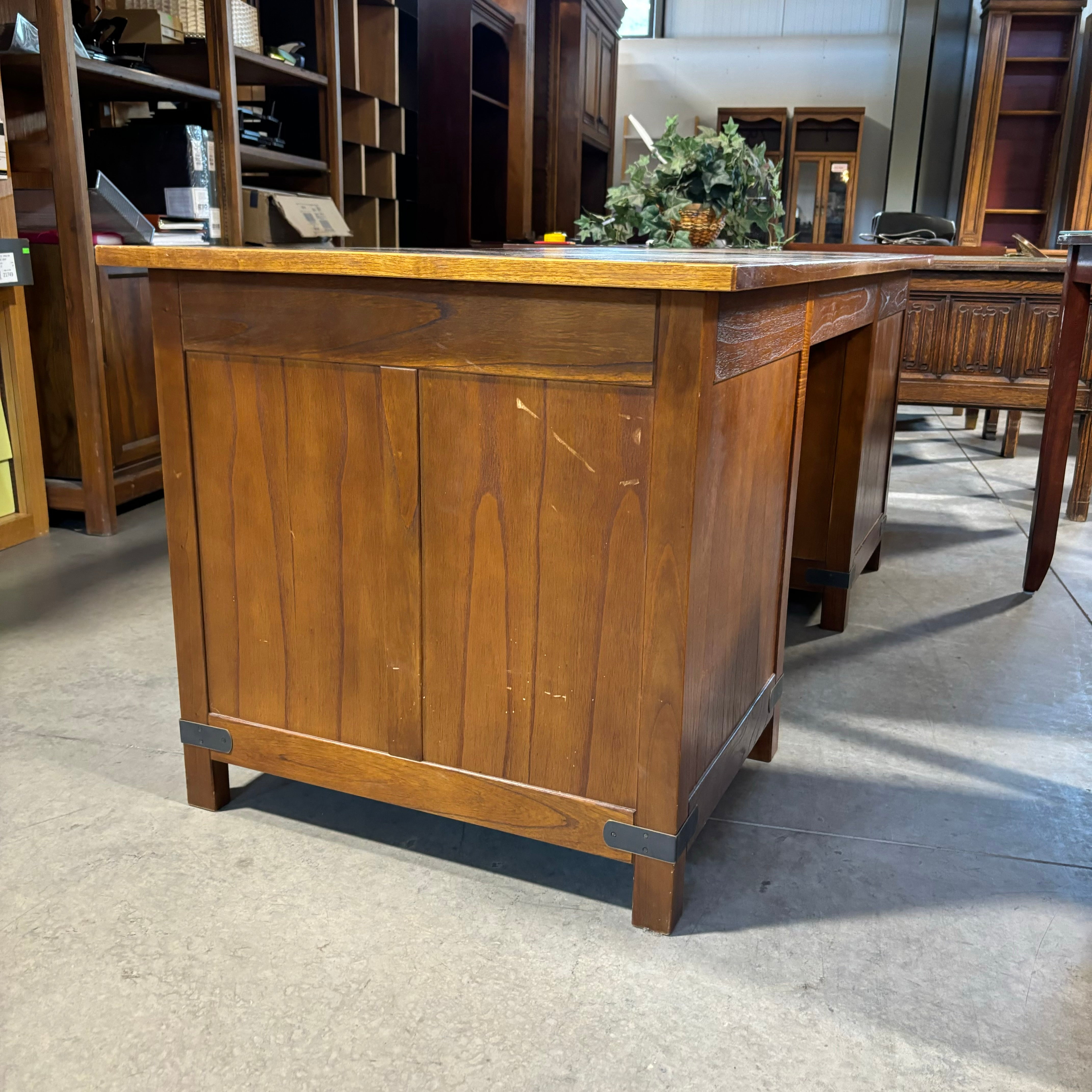 Arhaus Solid Wood with Iron Accents 6 Drawer Desk 71"x 31.5"x 30.5"