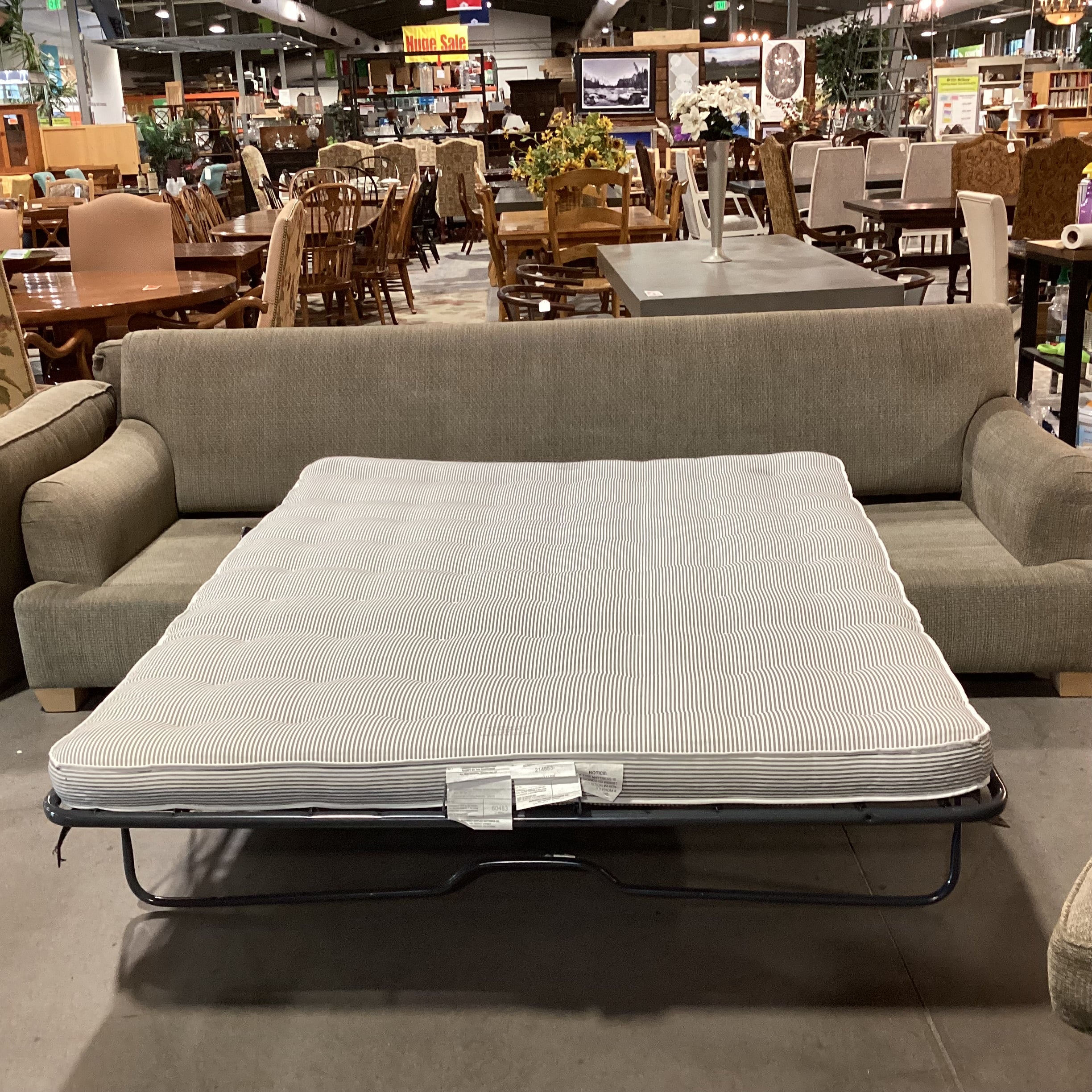 Fitzgerald Staprans Custom Sage Texture Woven Queen Sleeper Sofa 110"x 32"x 34"