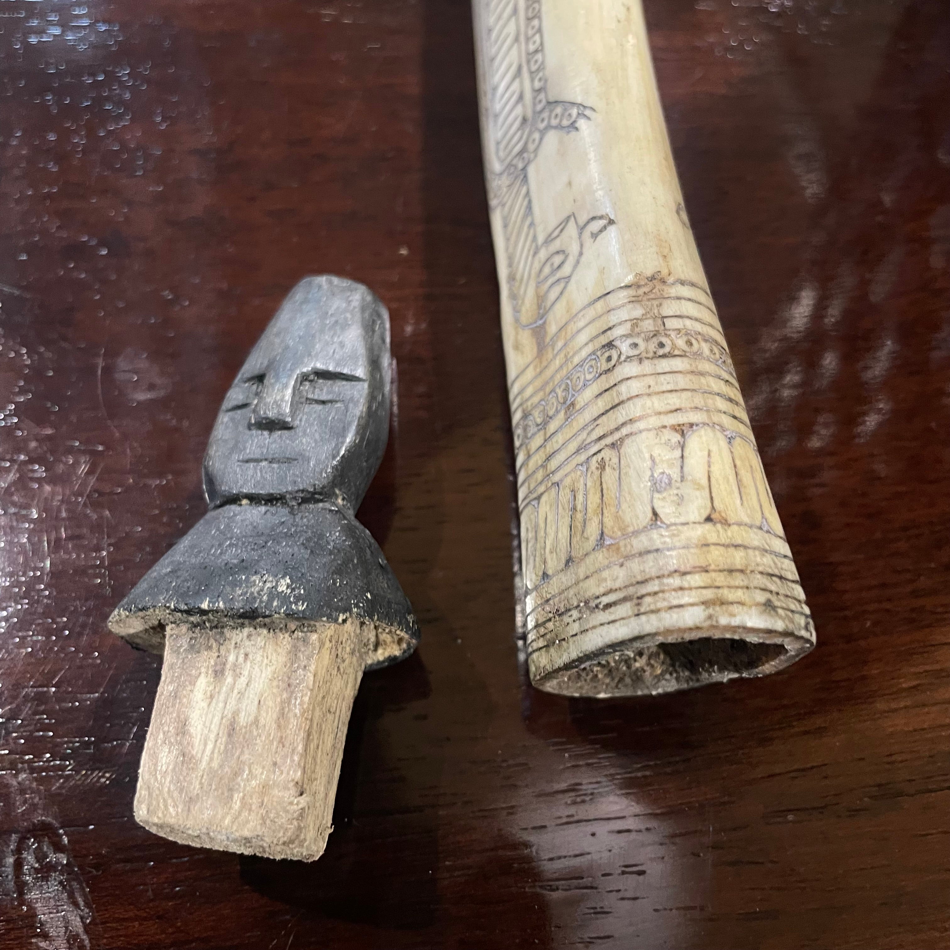 Vintage Batak Tribal Handcarved Medicine Bone, 1.5" x 9.25"