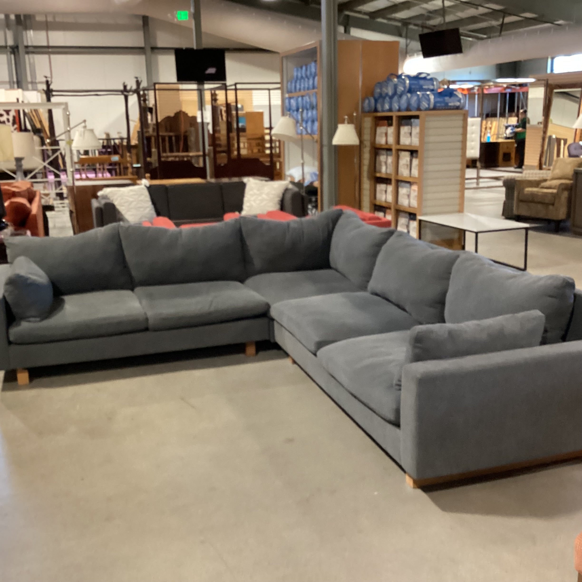 West Elm Harmony Dark Grey 3 Piece Sectional 110"x 120"x 42"x 28.5"