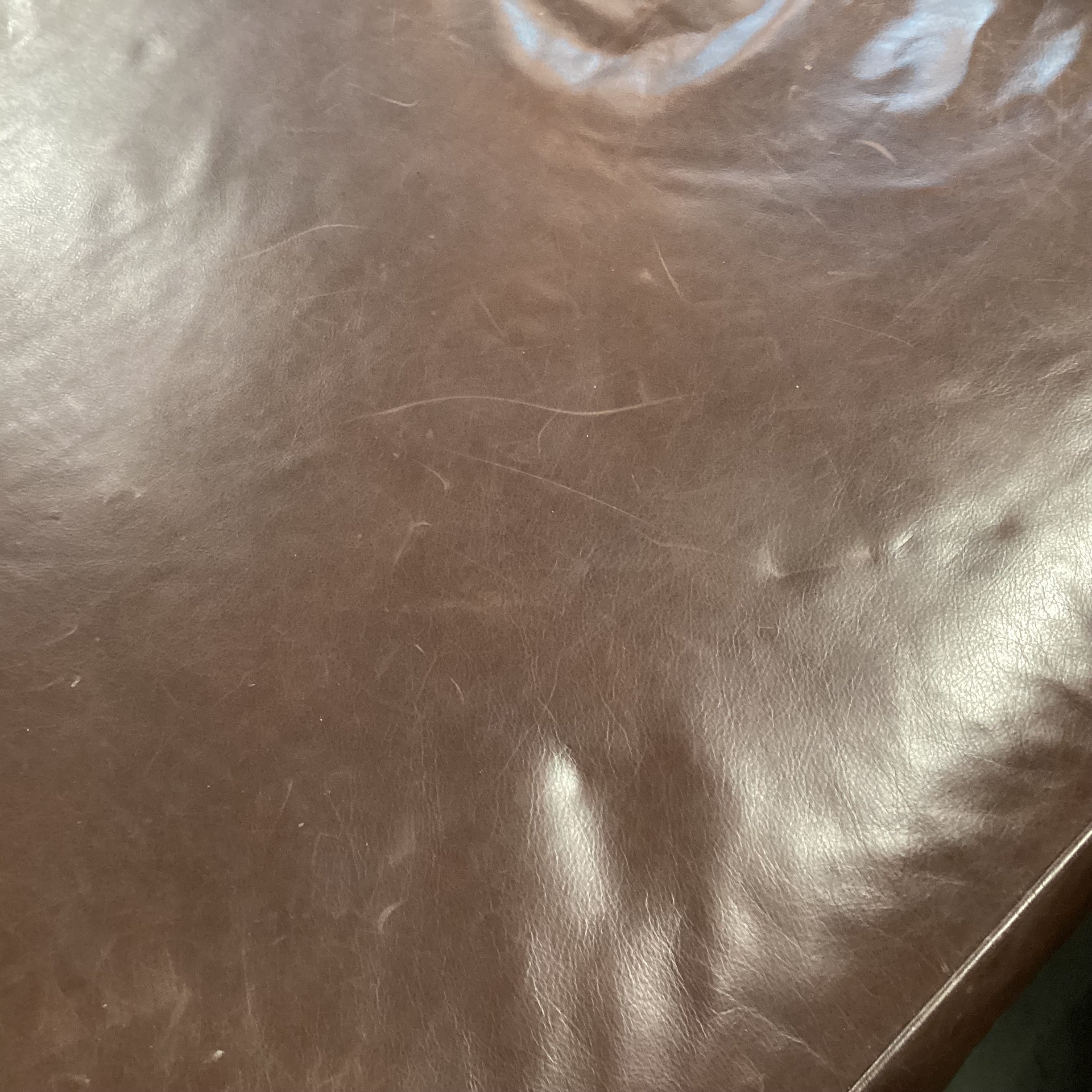 Brown Leather Square Ottoman 42"x 42"x 19"