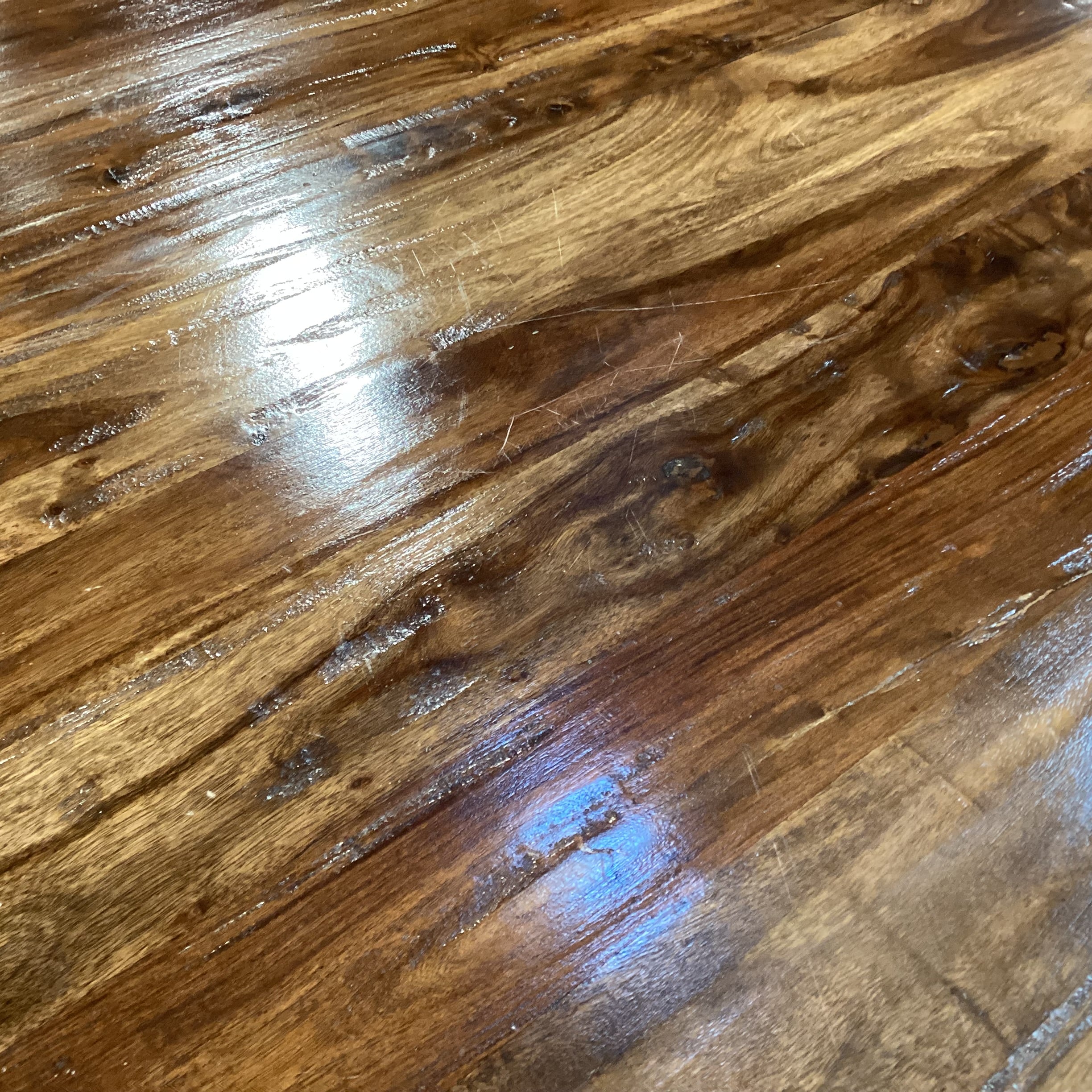 Dark Distressed Finish Round Solid Wood with Pedestal Dining Table 60" Diameter x 30.5"