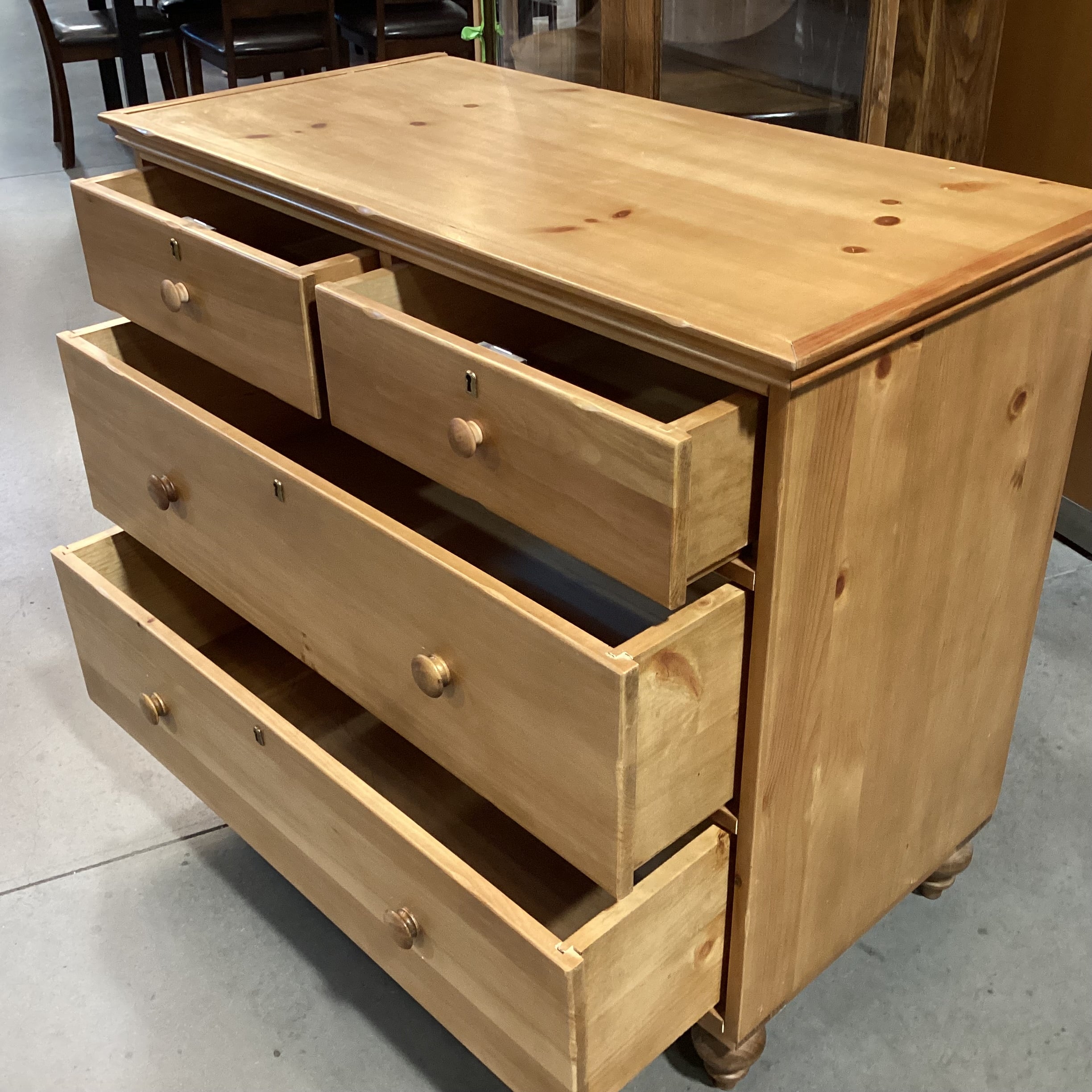 Natural Pine 4 Drawer Keyhole Accent Chest 42"x 21"x 36"