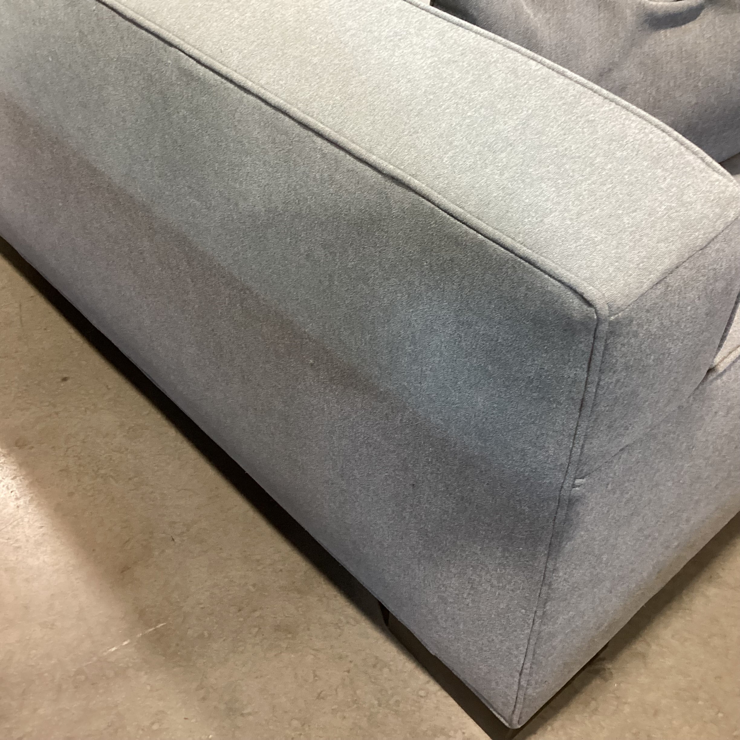 Mid Century Modern Style Blue Grey Wool Button Tufted Back Long Sofa 98"x 36"x 30"