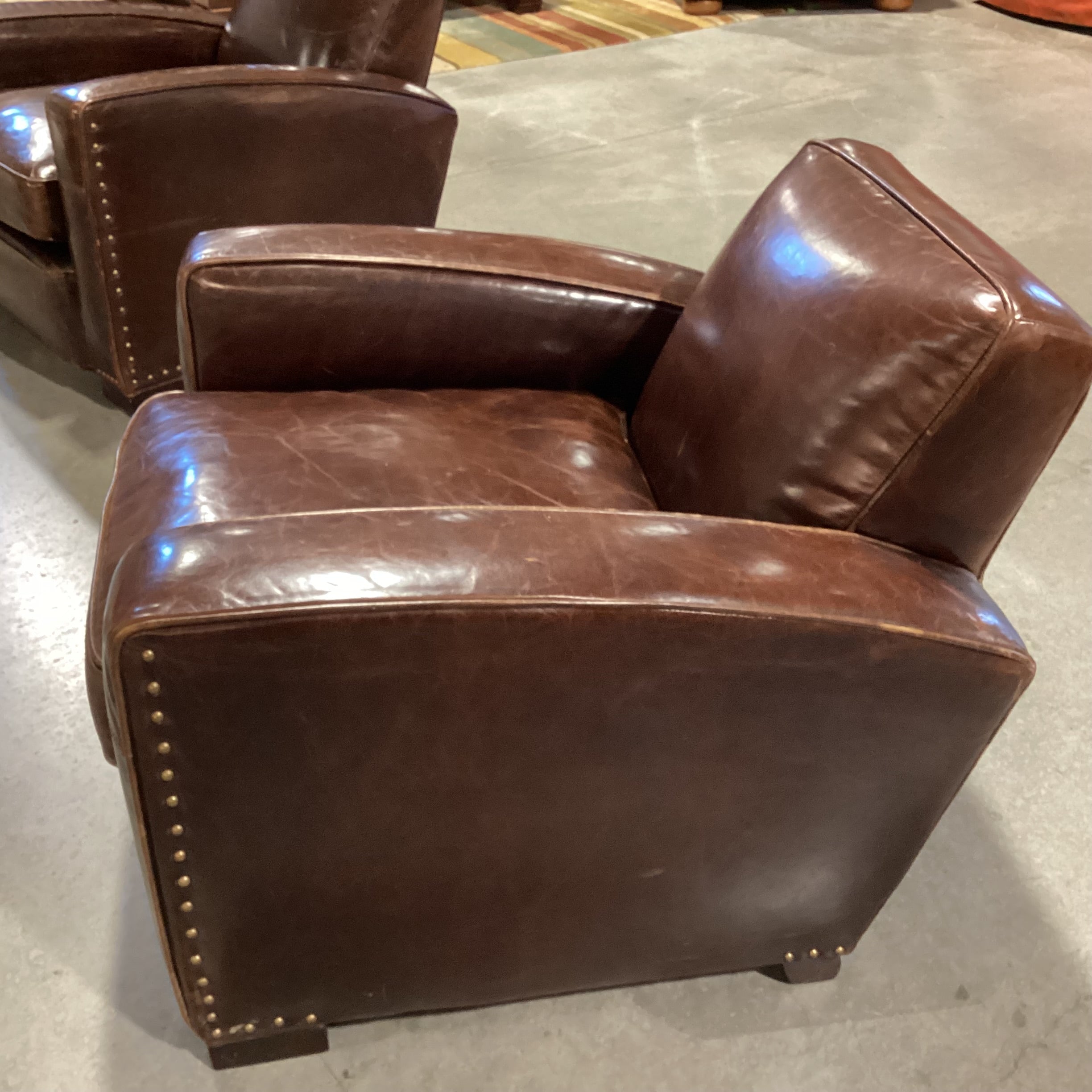 Restoration Hardware Distressed Leather Nailhead Club Chair 34"x 36"x 28"